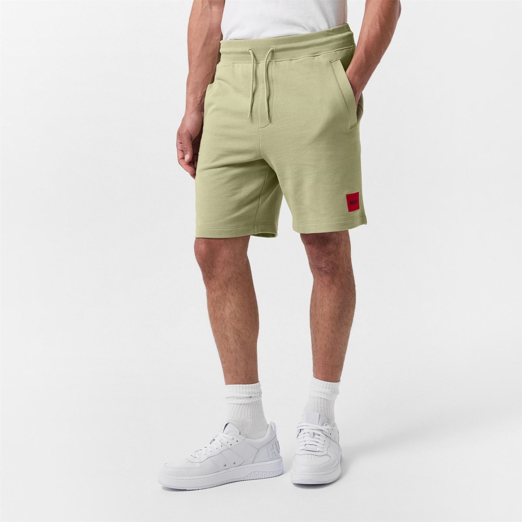 Hugo HUGO Jogger Fleece Shorts with Logo Detail   Soft Cotton Blend Jersey
