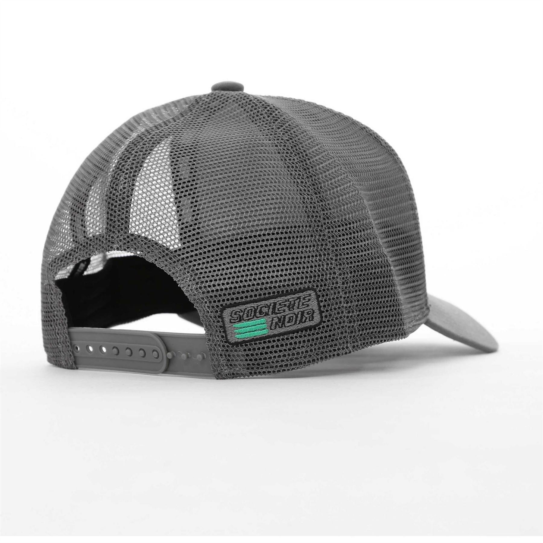 Societe Noir Lettering Pre Curved Brim Trucker Cap With Logo