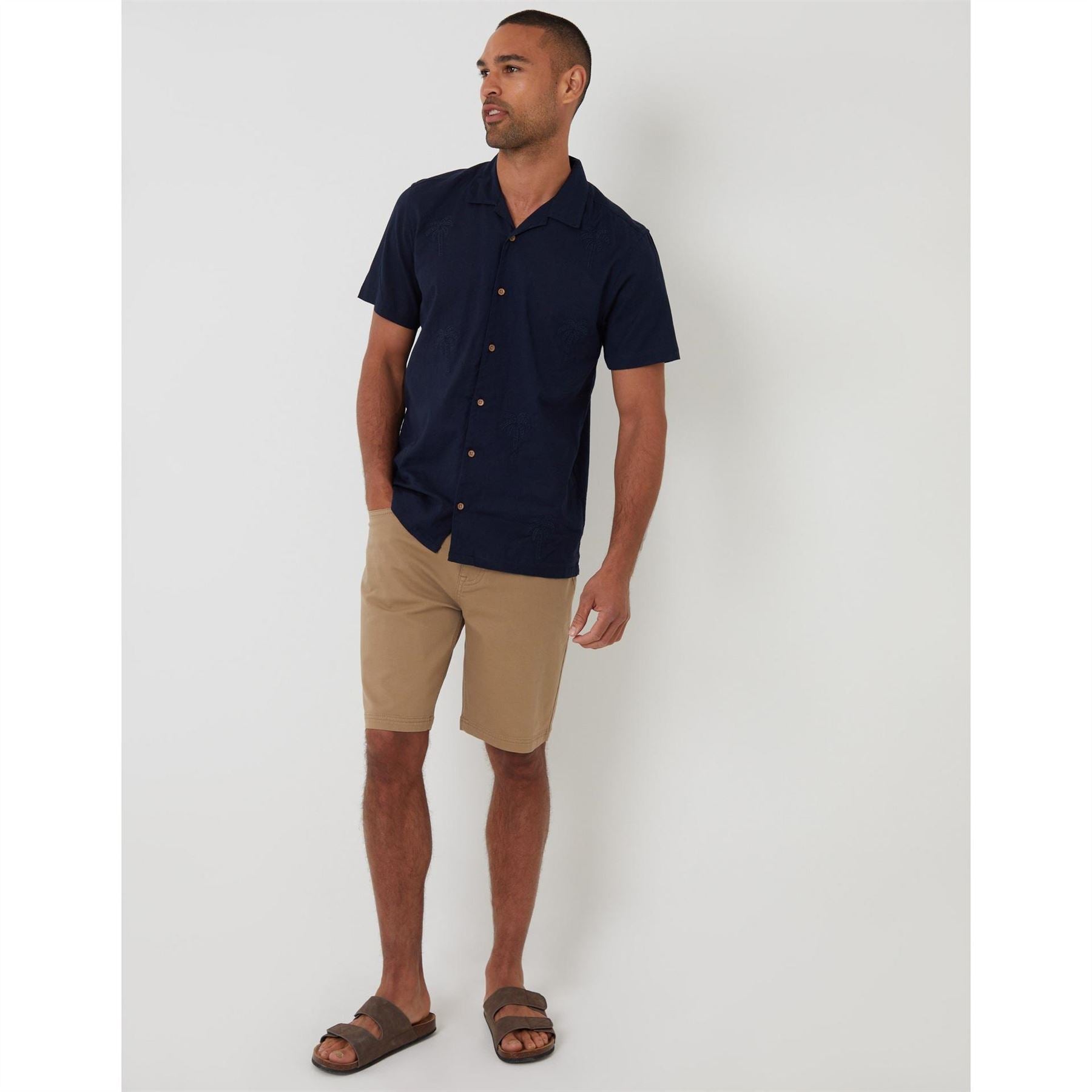 Threadbare Regular Fit Short Sleeve Point Collar Shirt