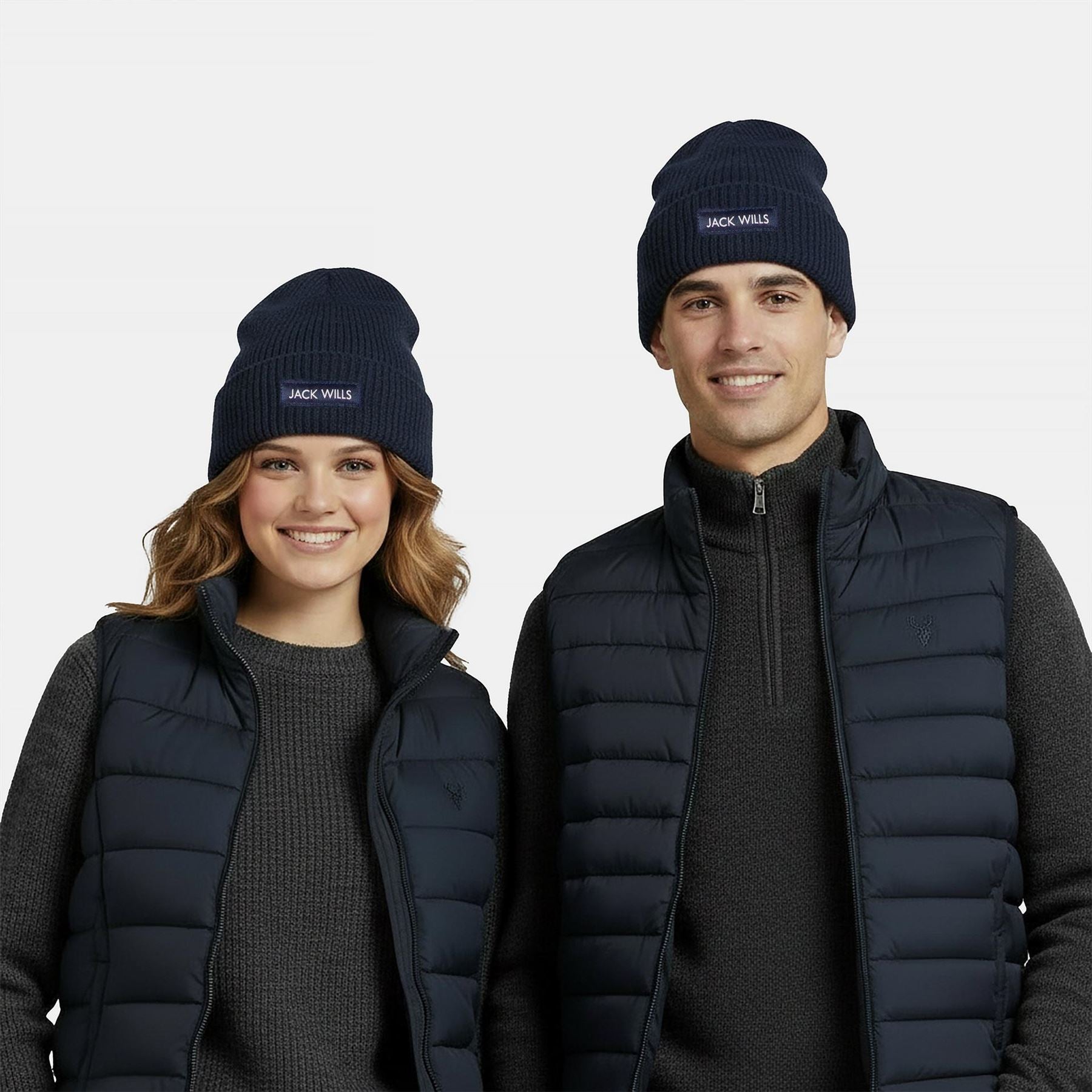 Jack Wills Rib Knitted Logo Adjustable Cuff Beanie