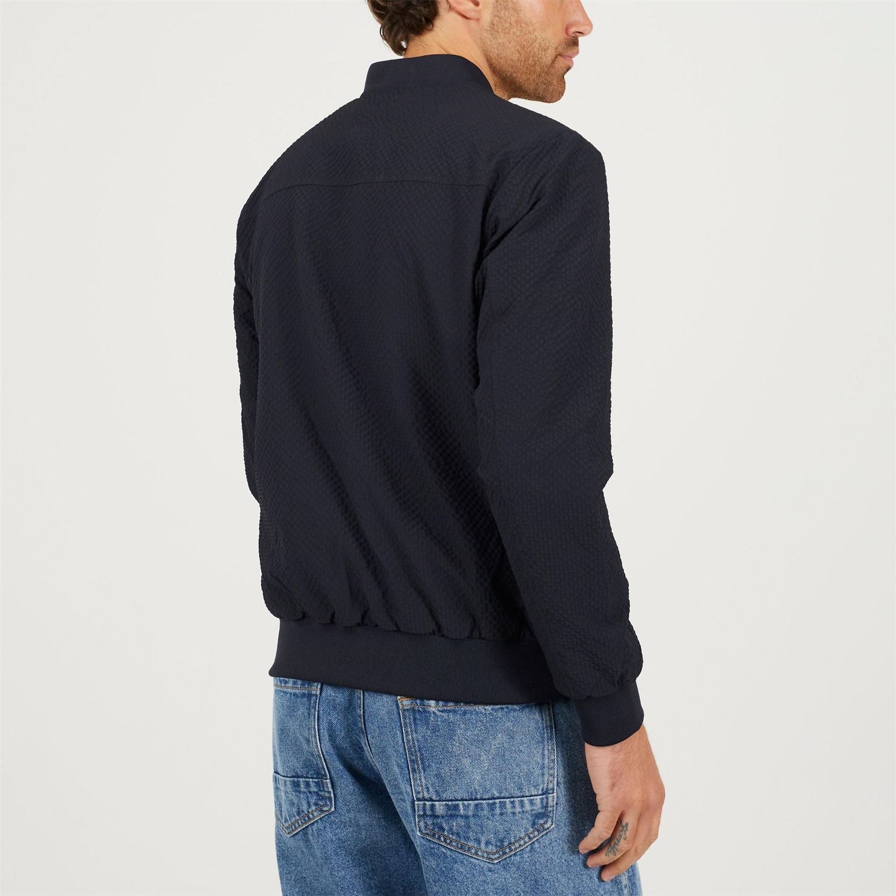 Brave Soul Mens Navy Seerscuker Bomber Jacket