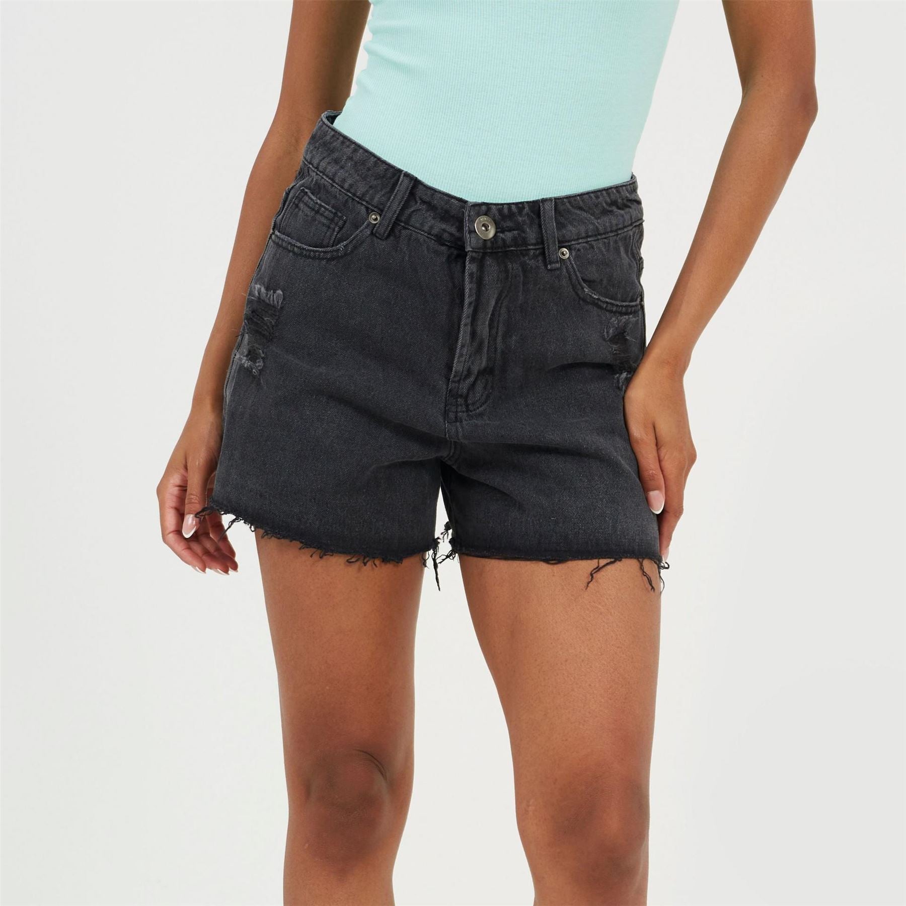 Brave Soul Womens Acid Wash Denim Shorts