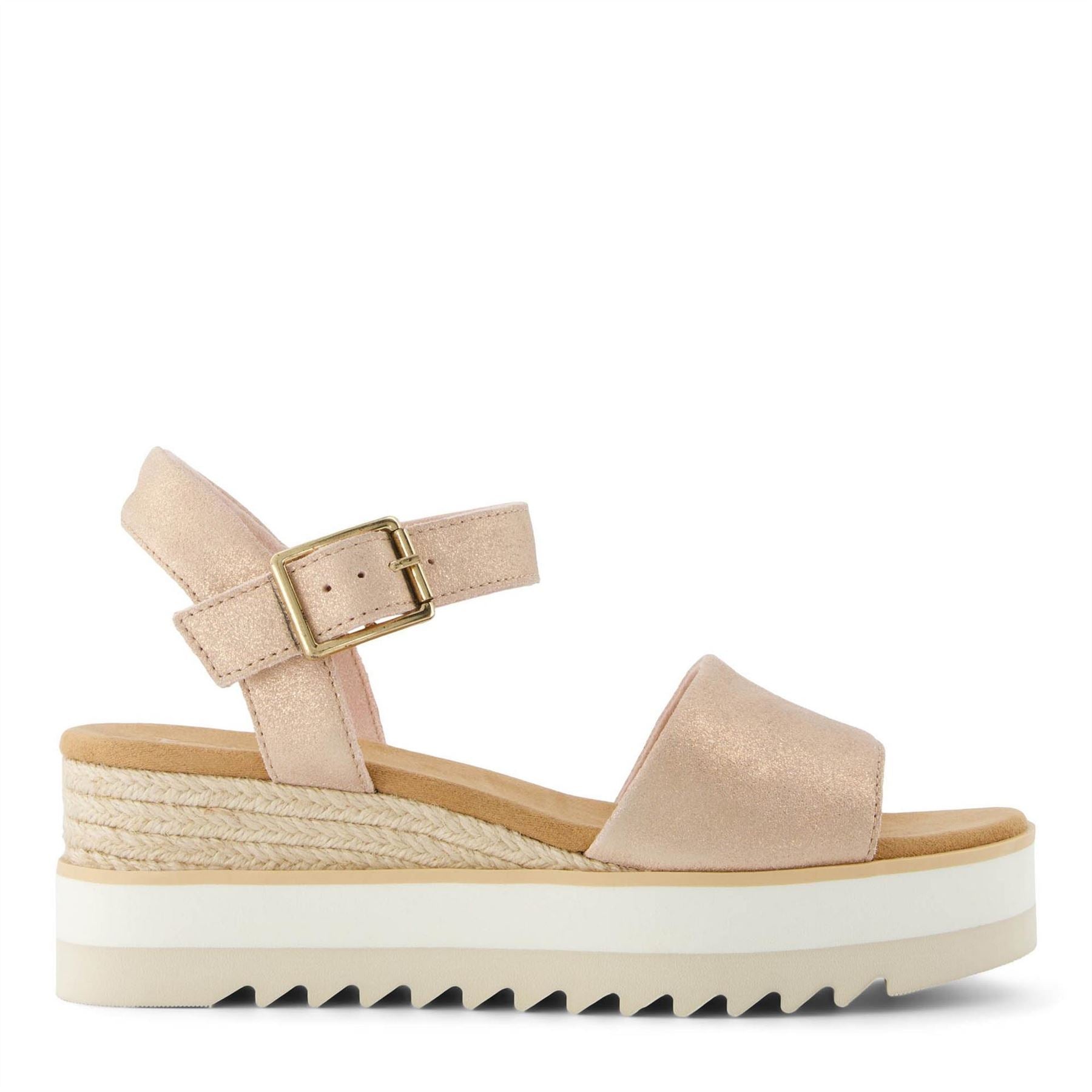 Toms Darya Low Heel Wedge Open Toe Slide Sandals