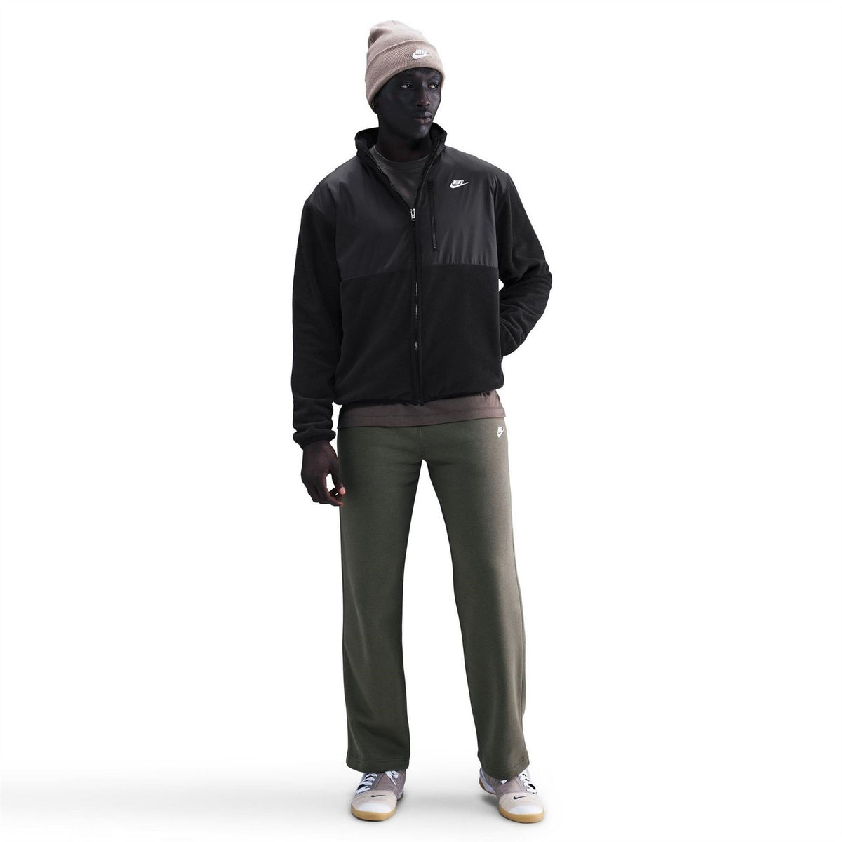 Nike Solid Patterned Full Zipper Sweat Jacket with Zipped Pocket