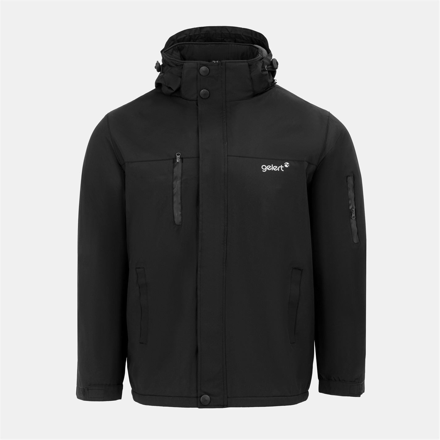 Gelert Hooded Snap Button Solid Patterned Parka Jacket with Zipped Pocket