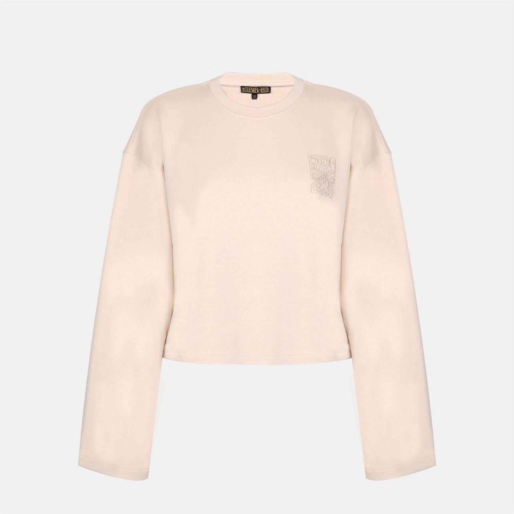 Biba Logo Print Crew Neck Long Sleeve Sweater