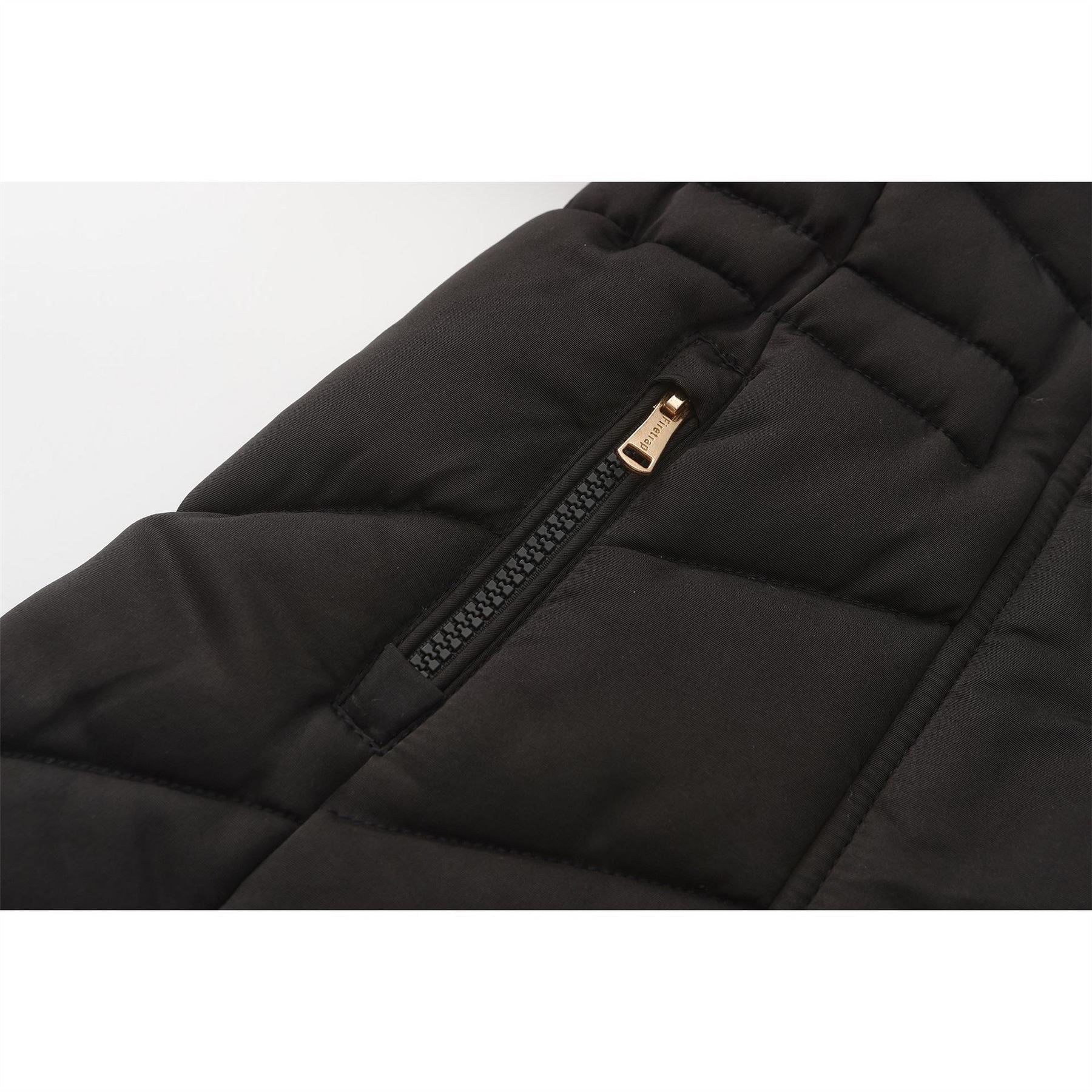 Firetrap Faux Fur Trim Detachable Hood Long Sleeve Short Puffer Jacket