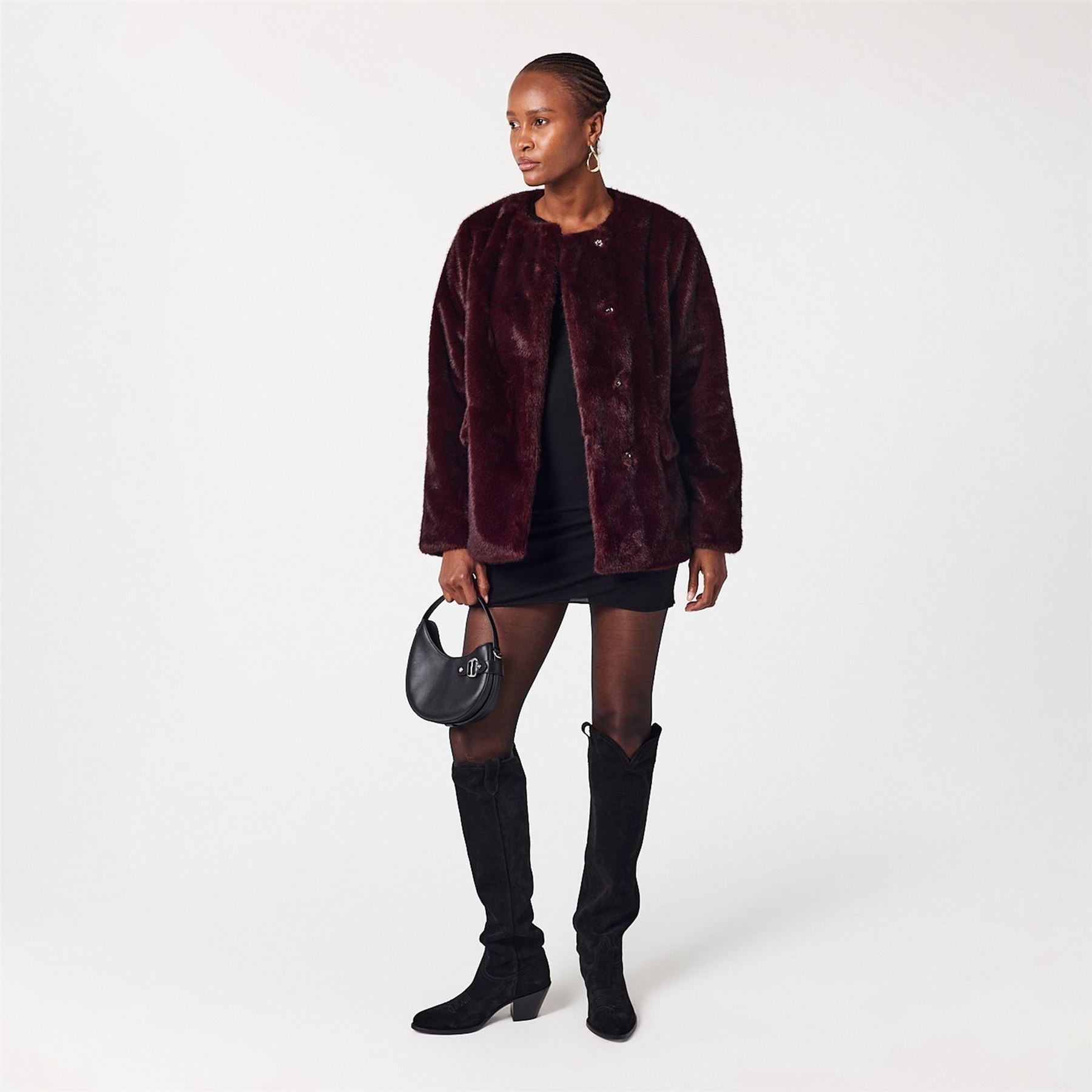 Lauren by Ralph Lauren Real Leather Fx Fur Teddy Coat