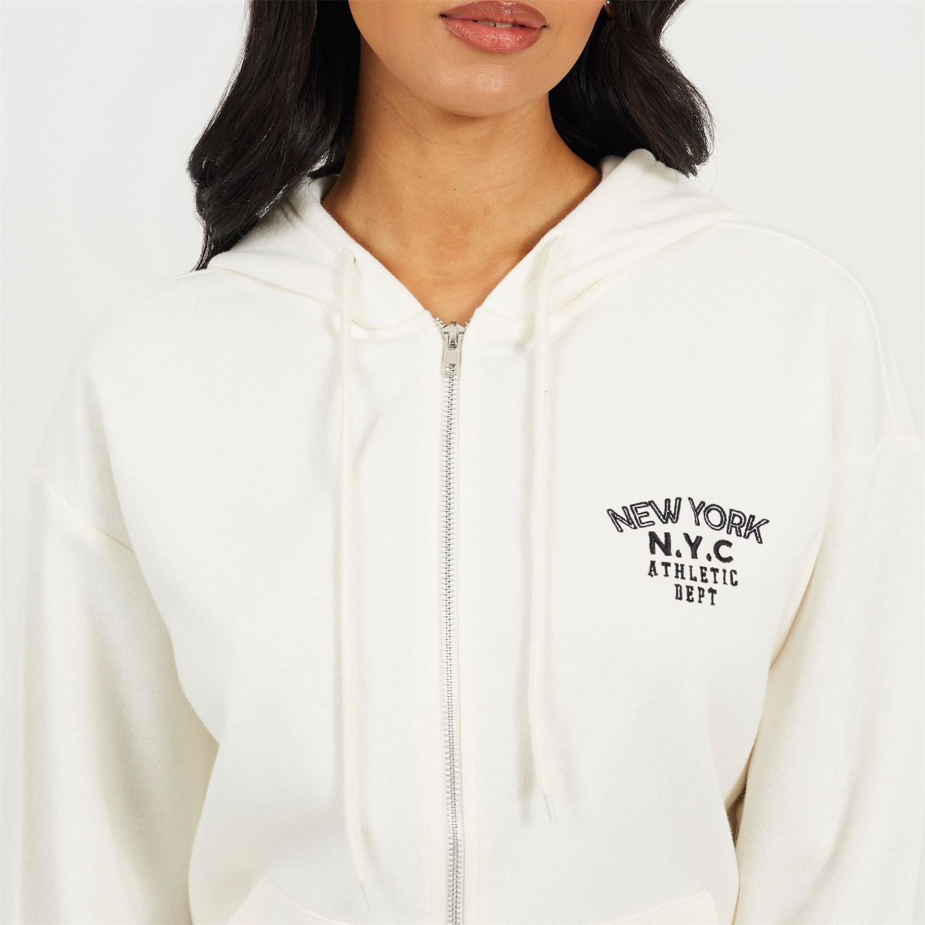 Brave Soul Womens Zip Through Hooded Sweatshirt With New York Embroidery