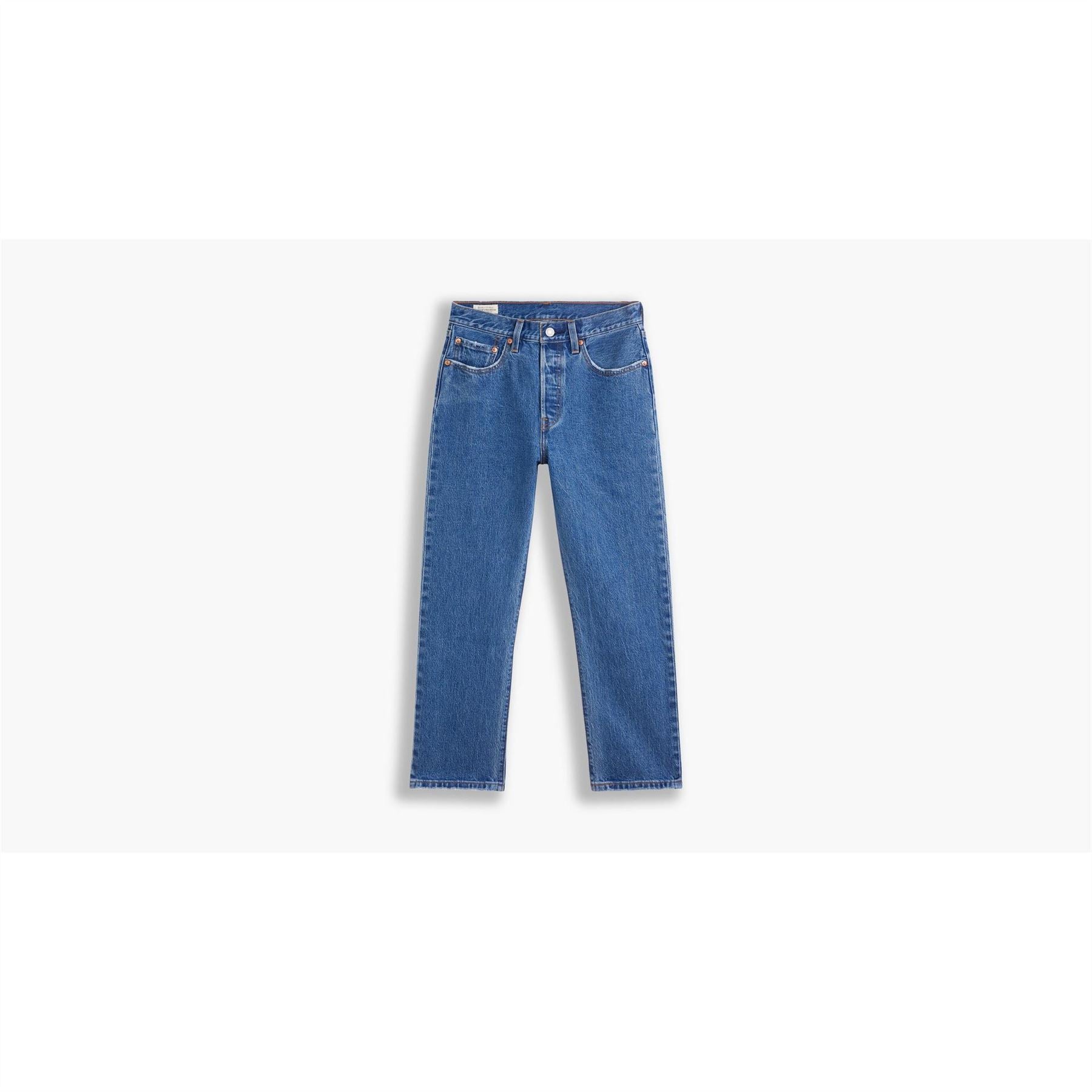 Levis 501 Cropped Mid Rise Cotton Straight Leg Jeans