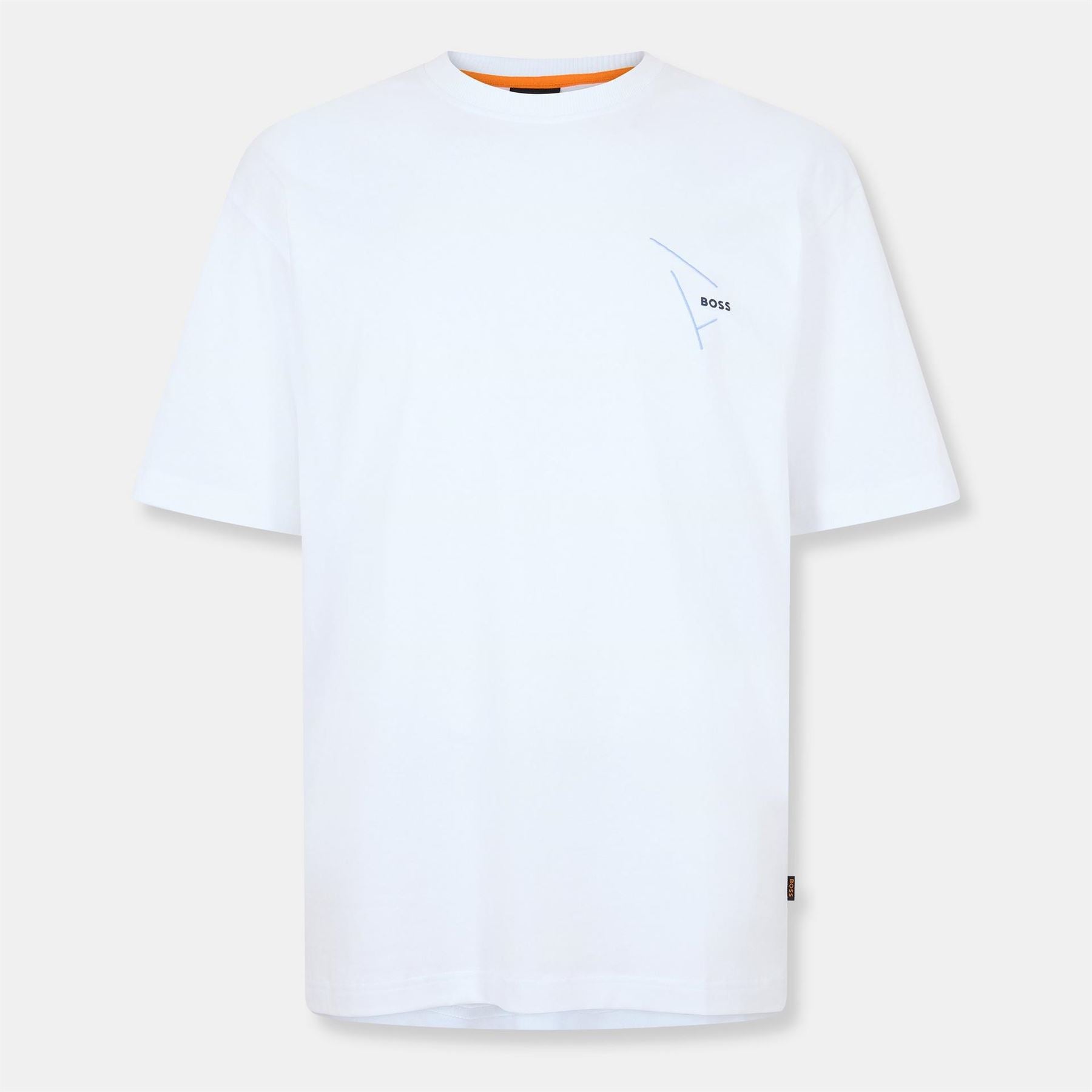 Boss Crew Neck Ribbed Collar Short Sleeve T-Shirt