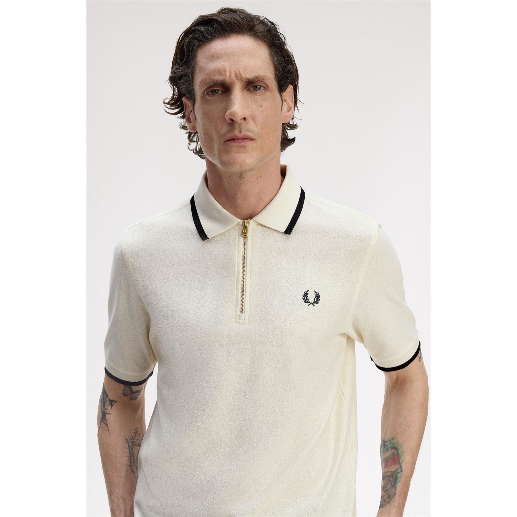 Fred Perry Crepe Zipped Short Sleeve Polo Shirt