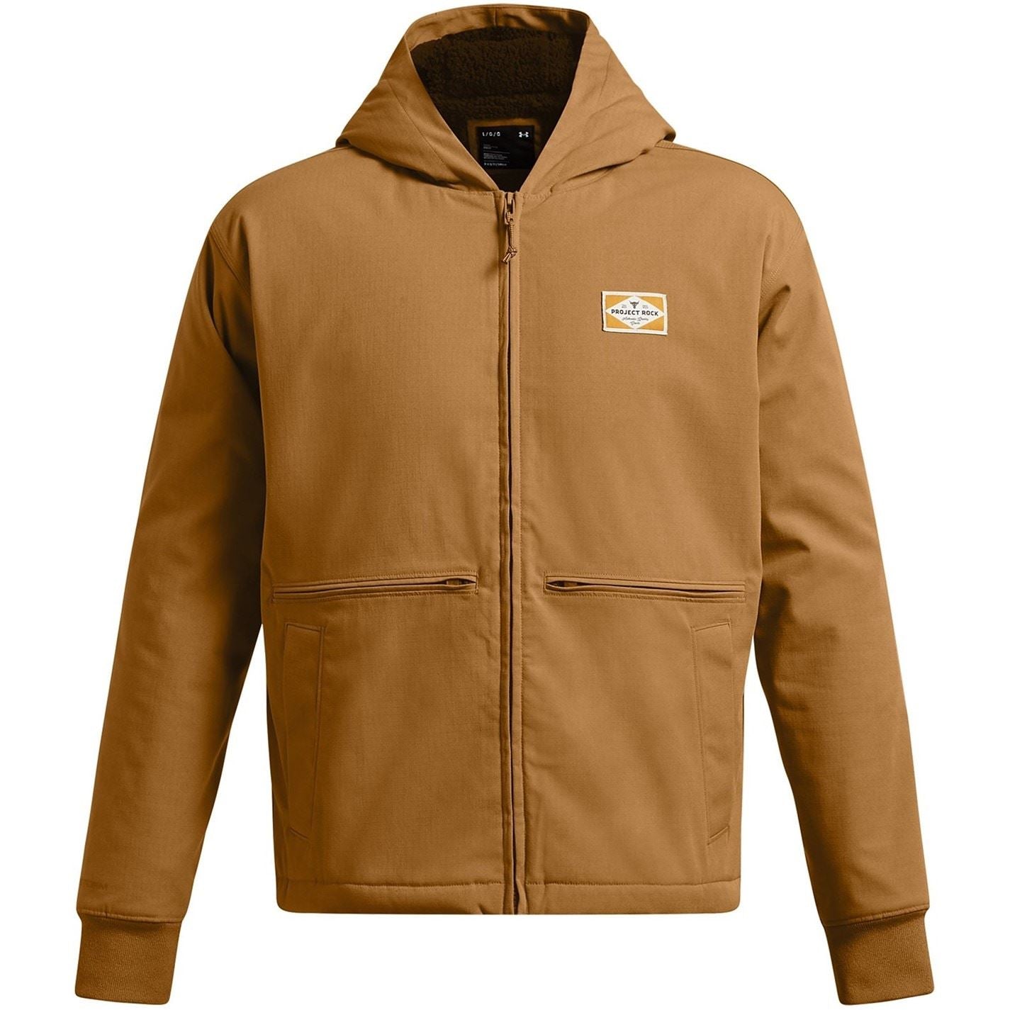 Under Armour Solid Patterned Hooded Ribbed Cuff Workwear Jacket