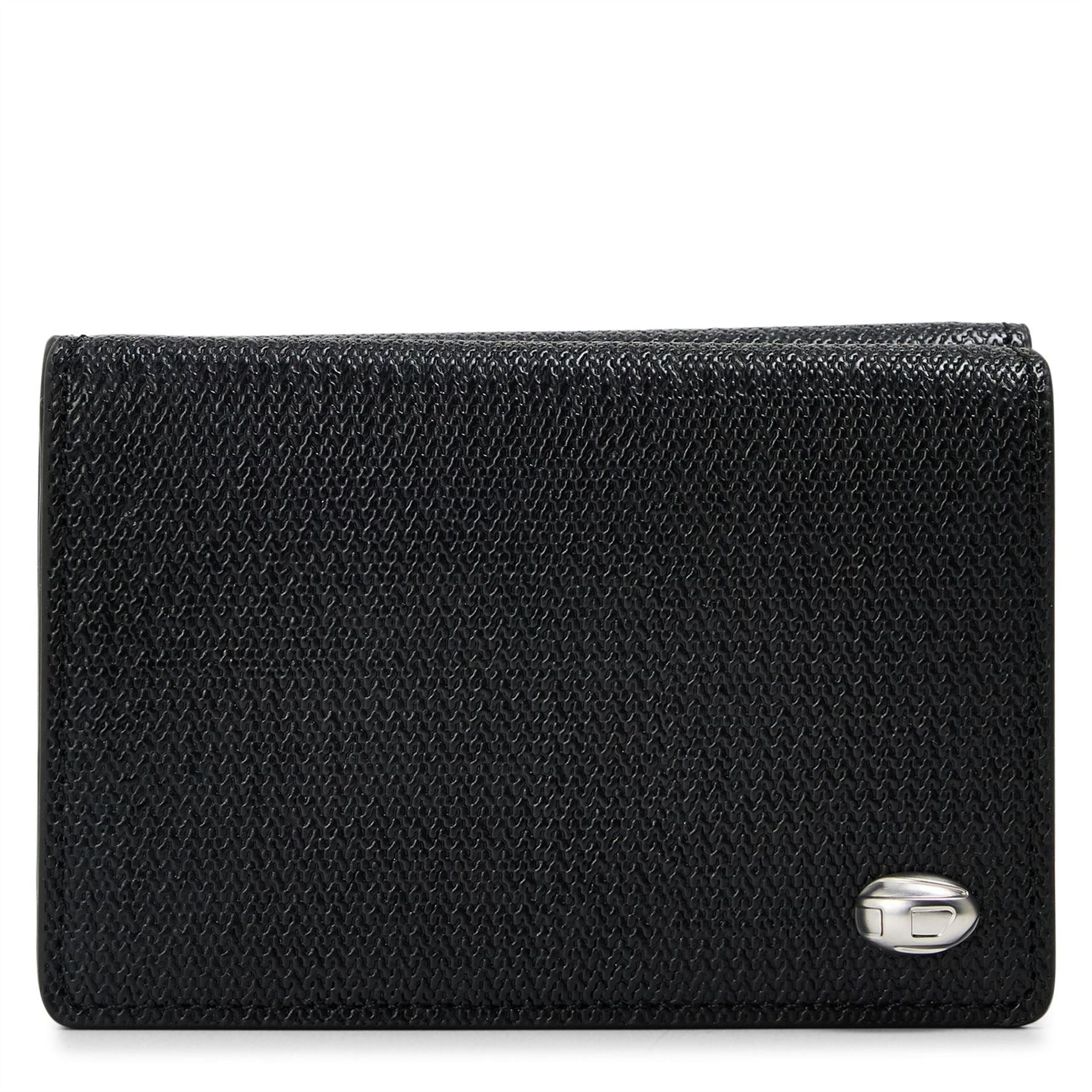 Diesel Trifold Textured Wallet with Metal Branding