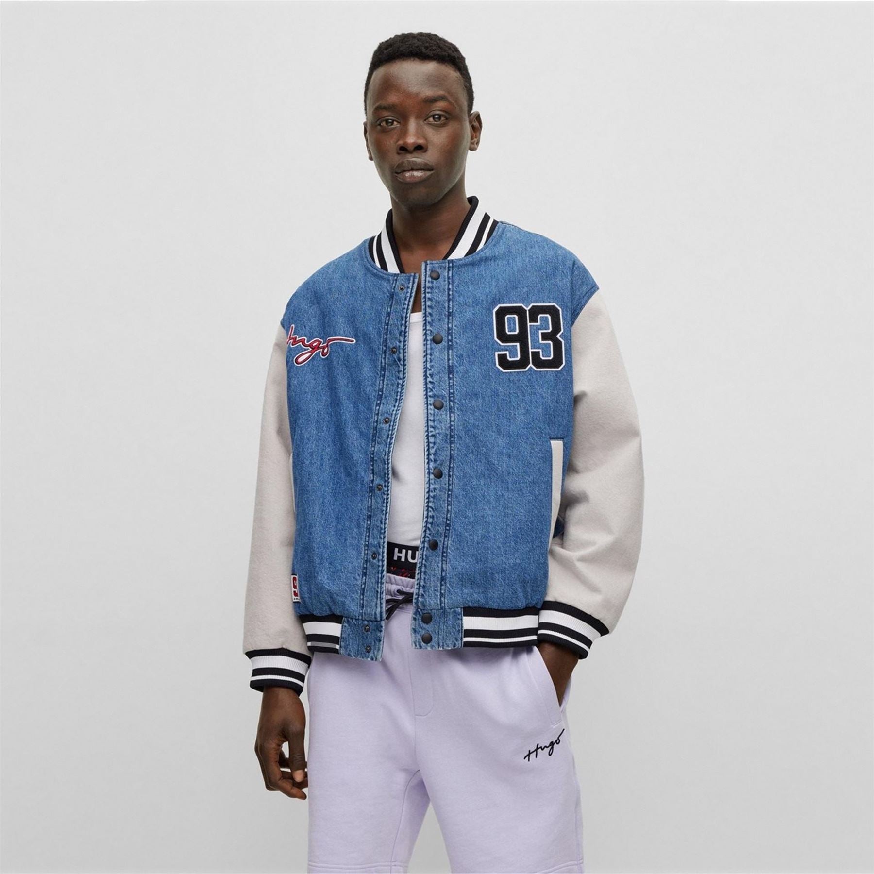 Hugo Solid Patterned Denim Jacket
