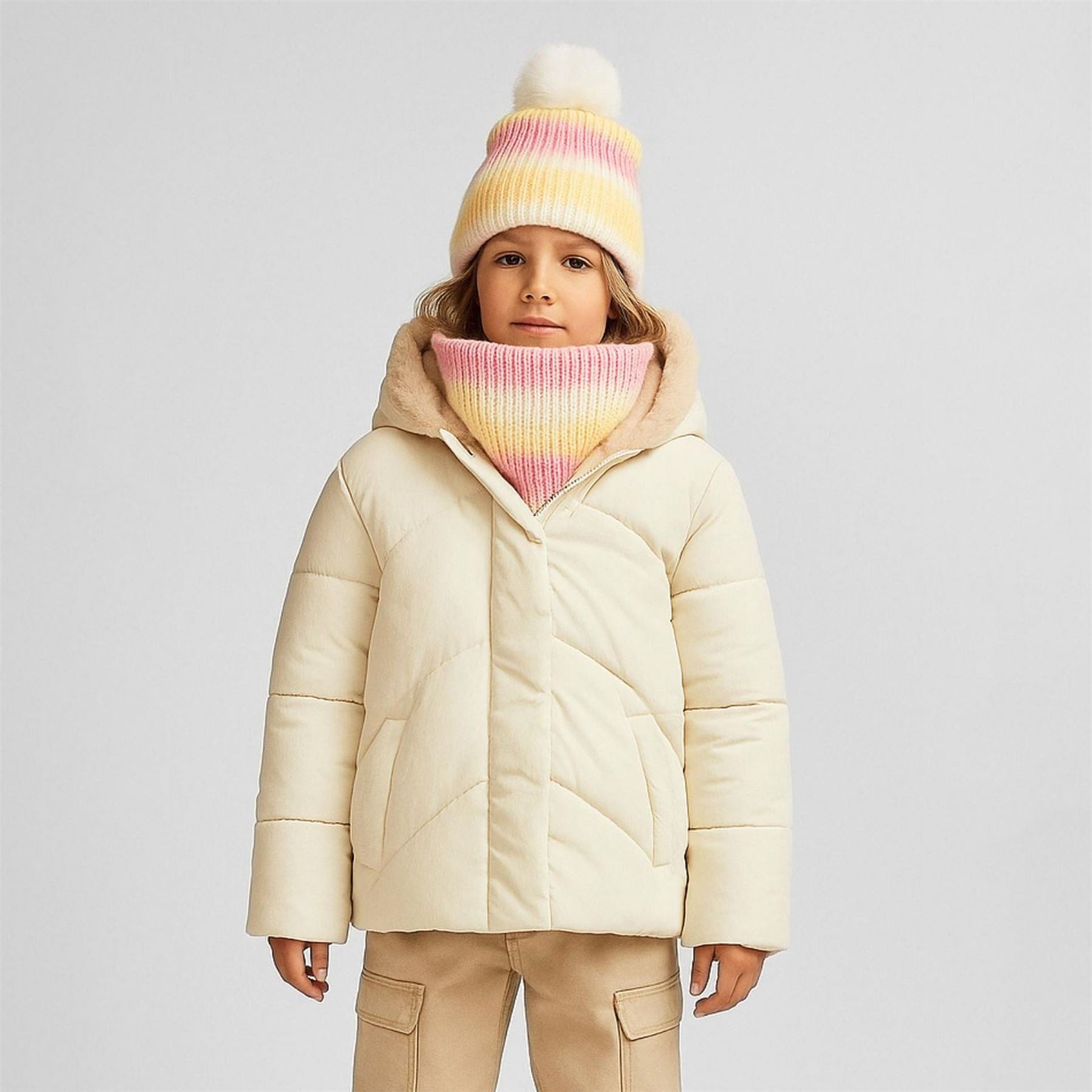 Minoti Girls Warm Padded Jacket With Hood Grey