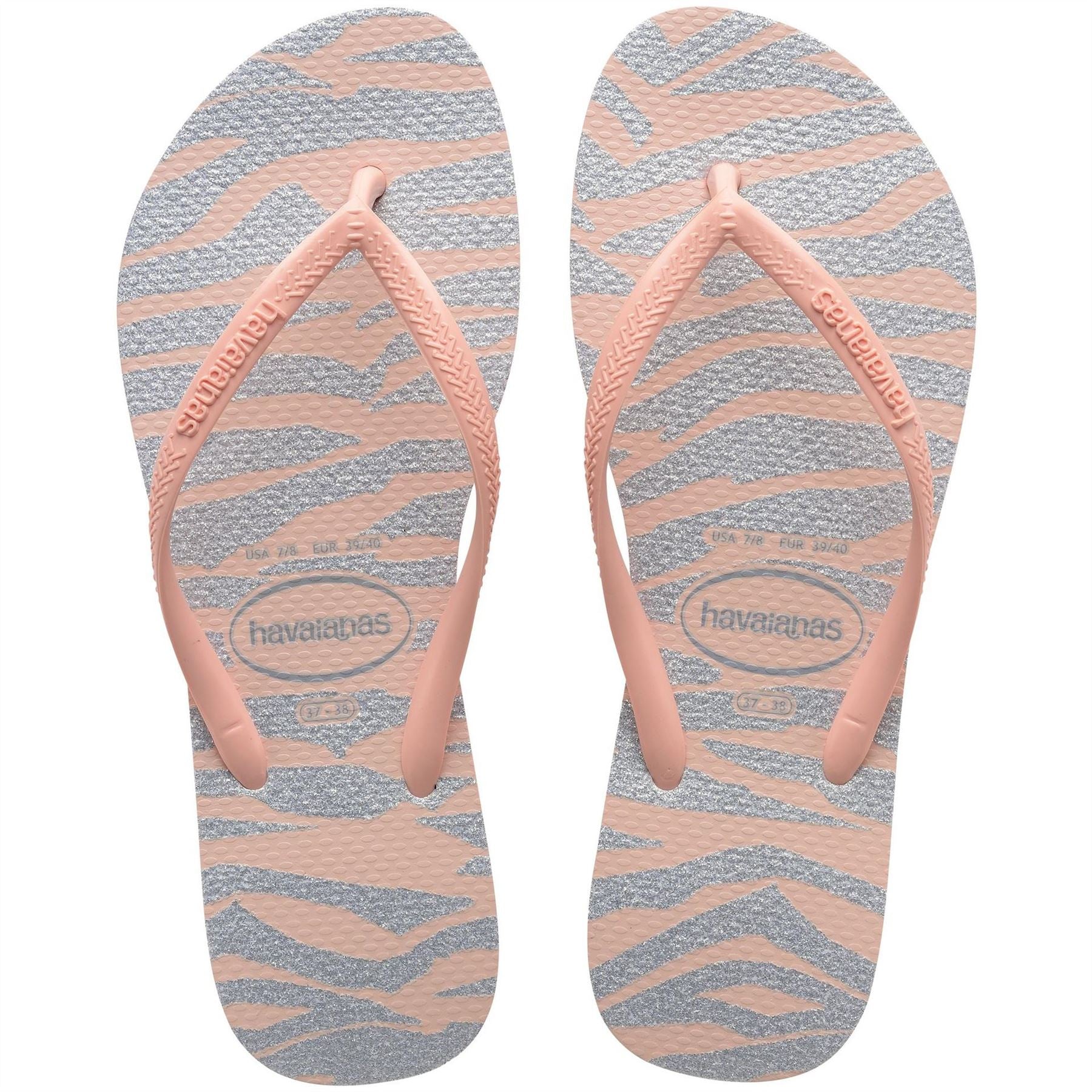 Havaianas Slim Animals Glitter Ballet Rose Flip Flops
