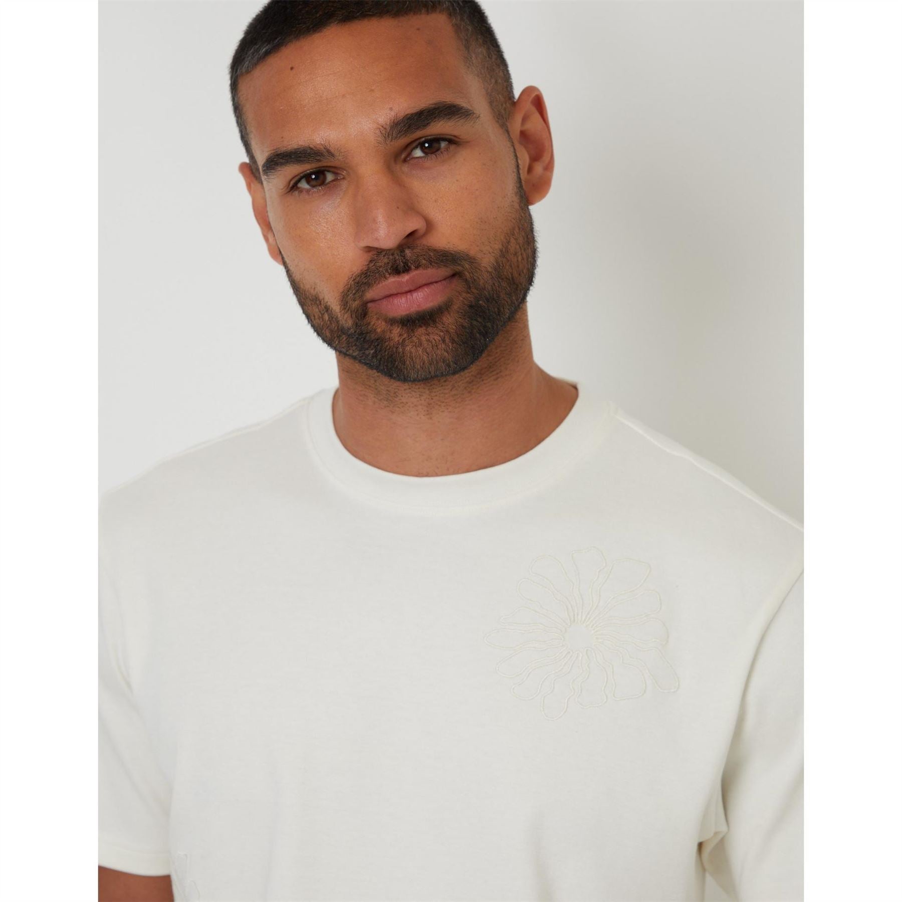 Threadbare Floral Embroidered Regular Fit Crew Neck Short Sleeve T-Shirt