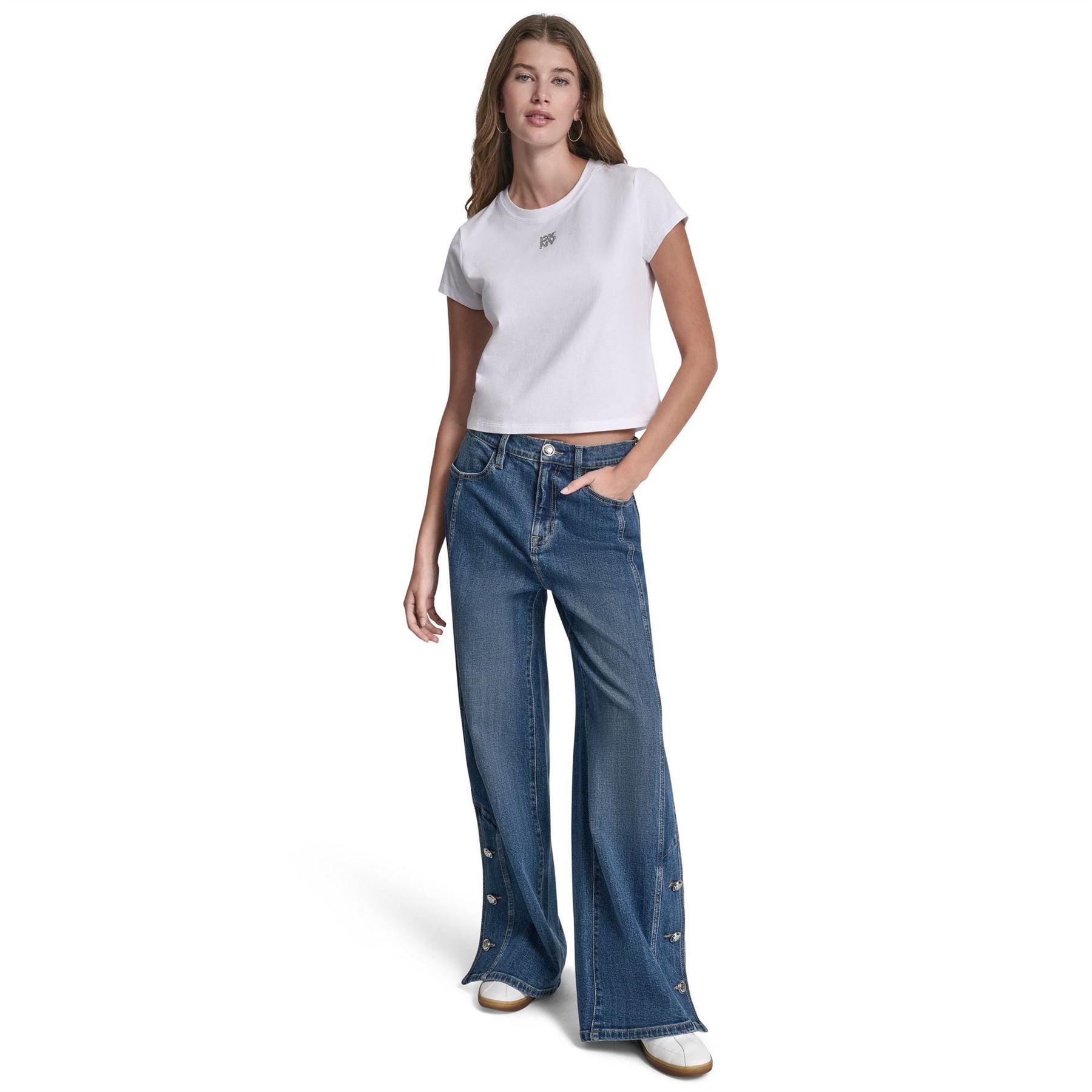 DKNY Jeans Rhinestone Logo Baby Tee
