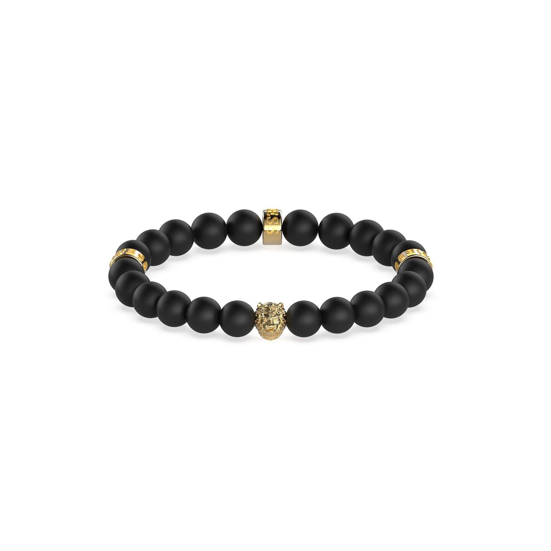 Guess Black Beads  And  12mm Lion Bracelet