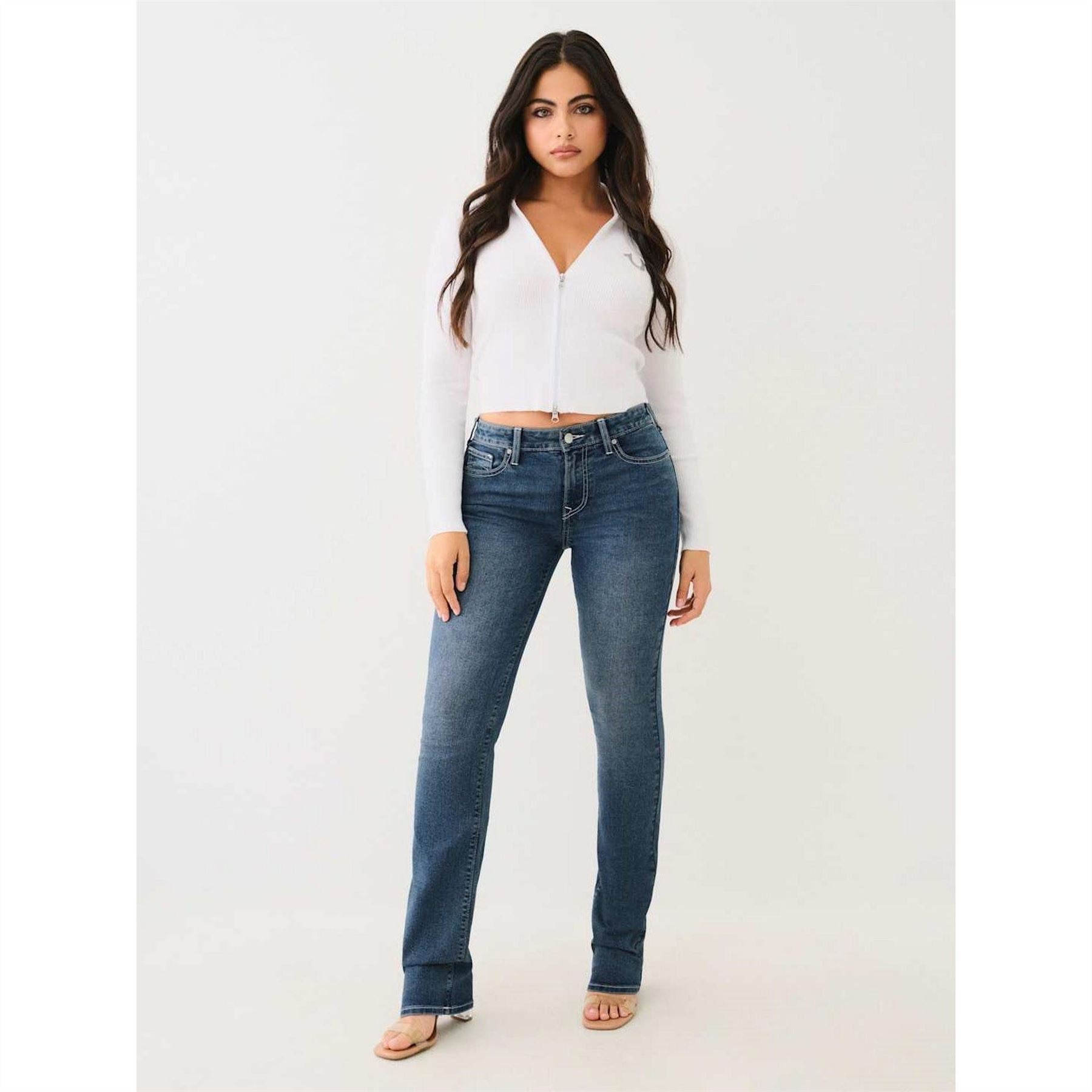 True Religion Billie Stretch Mid Rise Straight Jeans