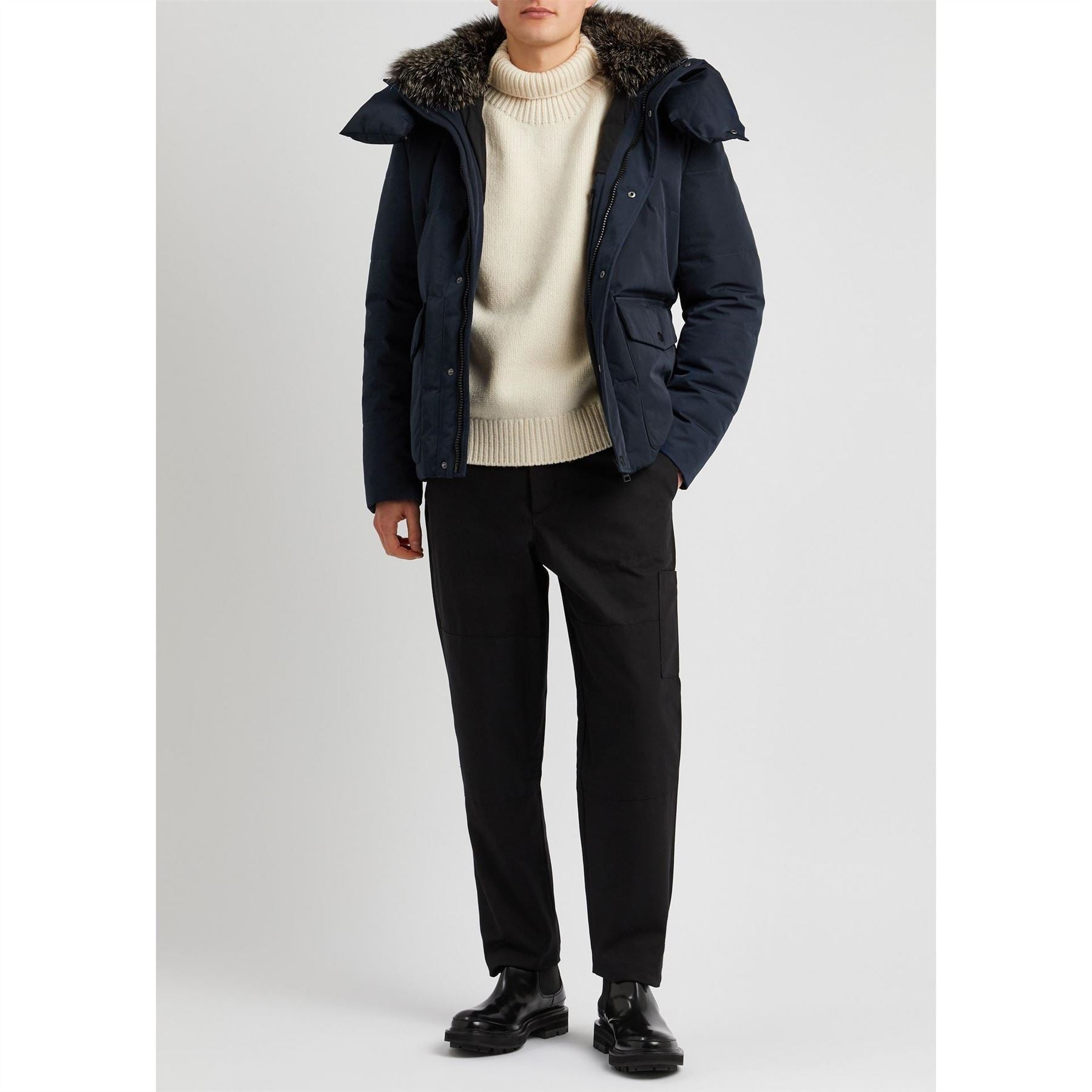 Yves Salomon Down Jacket With Fox Trim L