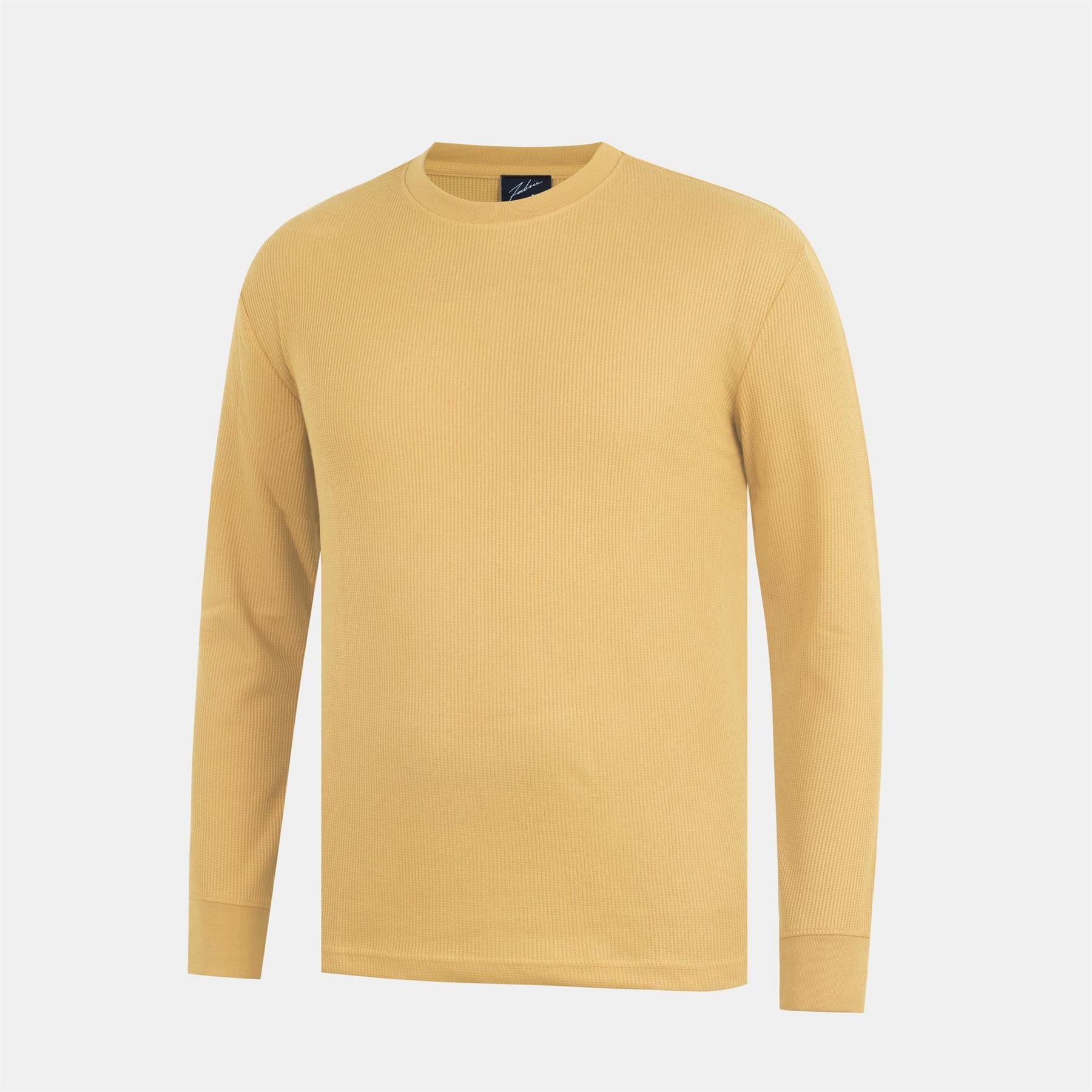 Fabric Crew Neck Long Sleeve Waffle T-Shirt