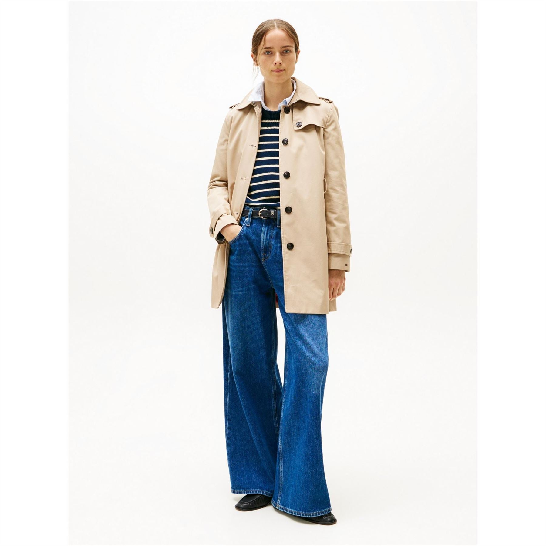 Tommy Hilfiger Single Breasted Cotton Long Sleeve Trench Coat