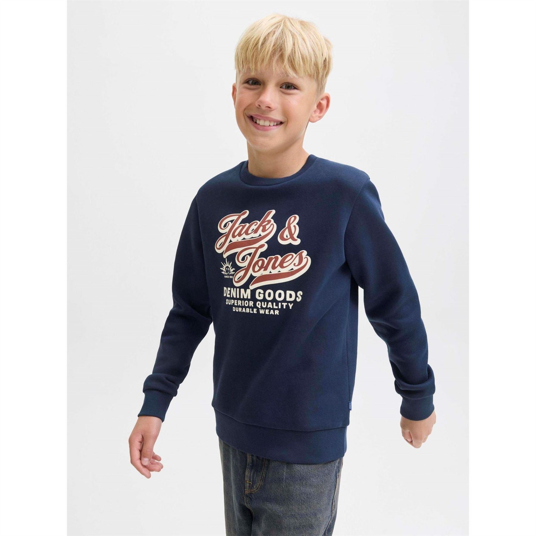 Jack and Jones Printed Logo Crew Neck Long Sleeve Sweater