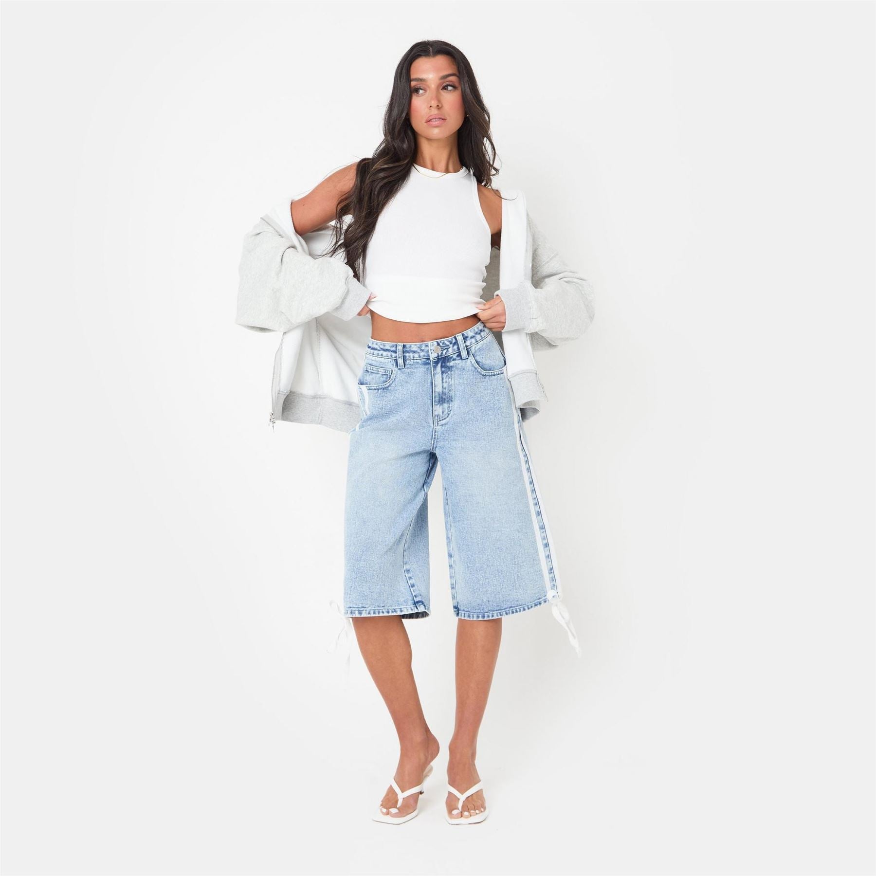 I Saw It First Fit Knee Length Denim Jorts