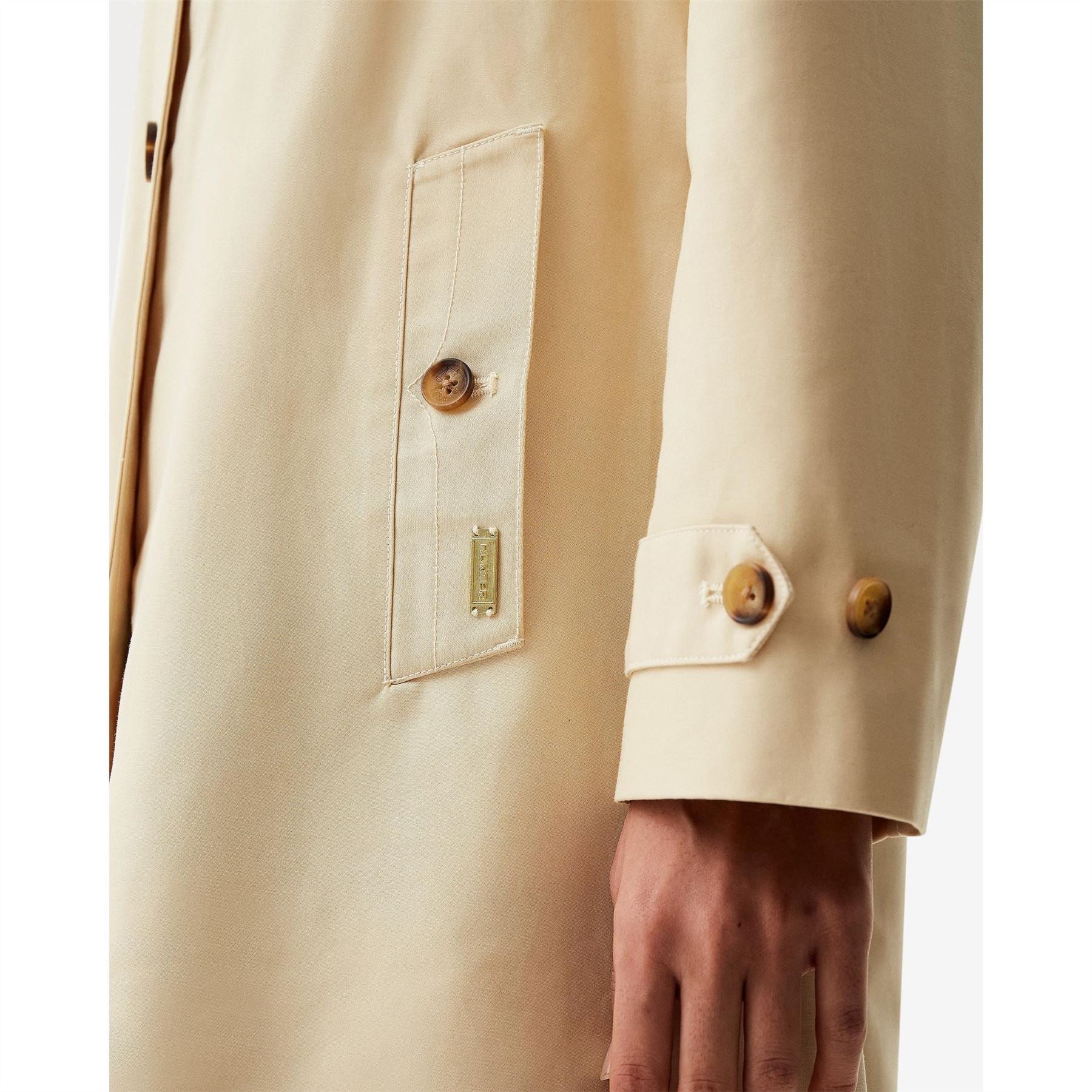 Hunter Keltie Water Resistant Cotton Detachable Cape Trench Coat