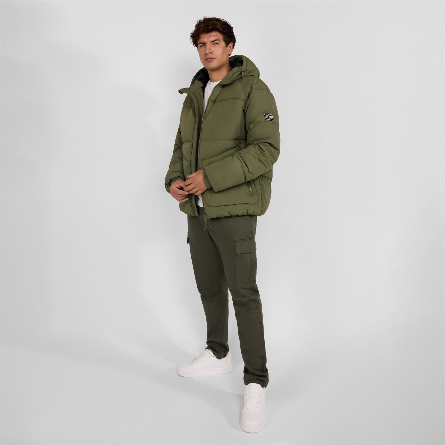 Minoti Boys Quilted Jacket With Raglan Sleeves Khaki