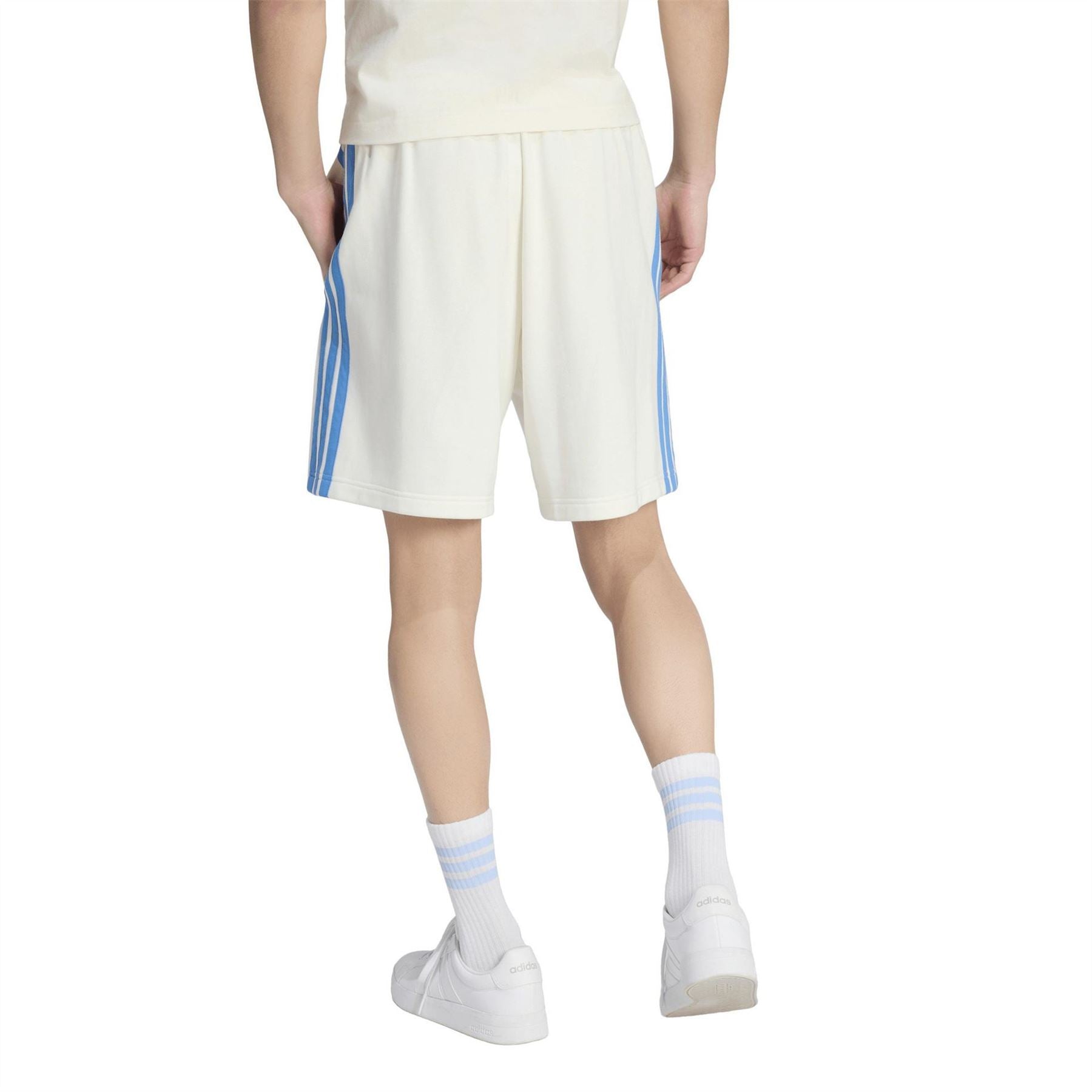 adidas Mens Essentials 3 Stripe Fleece Shorts