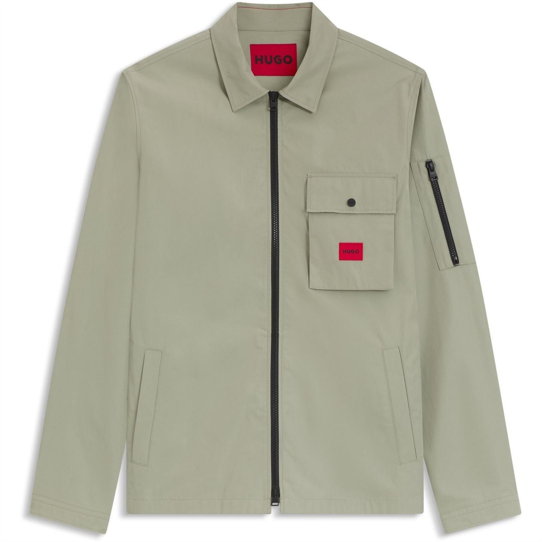 Hugo HUGO Emmond Cotton Long Sleeve Zip Overshirt   Contemporary Design with Logo Detail