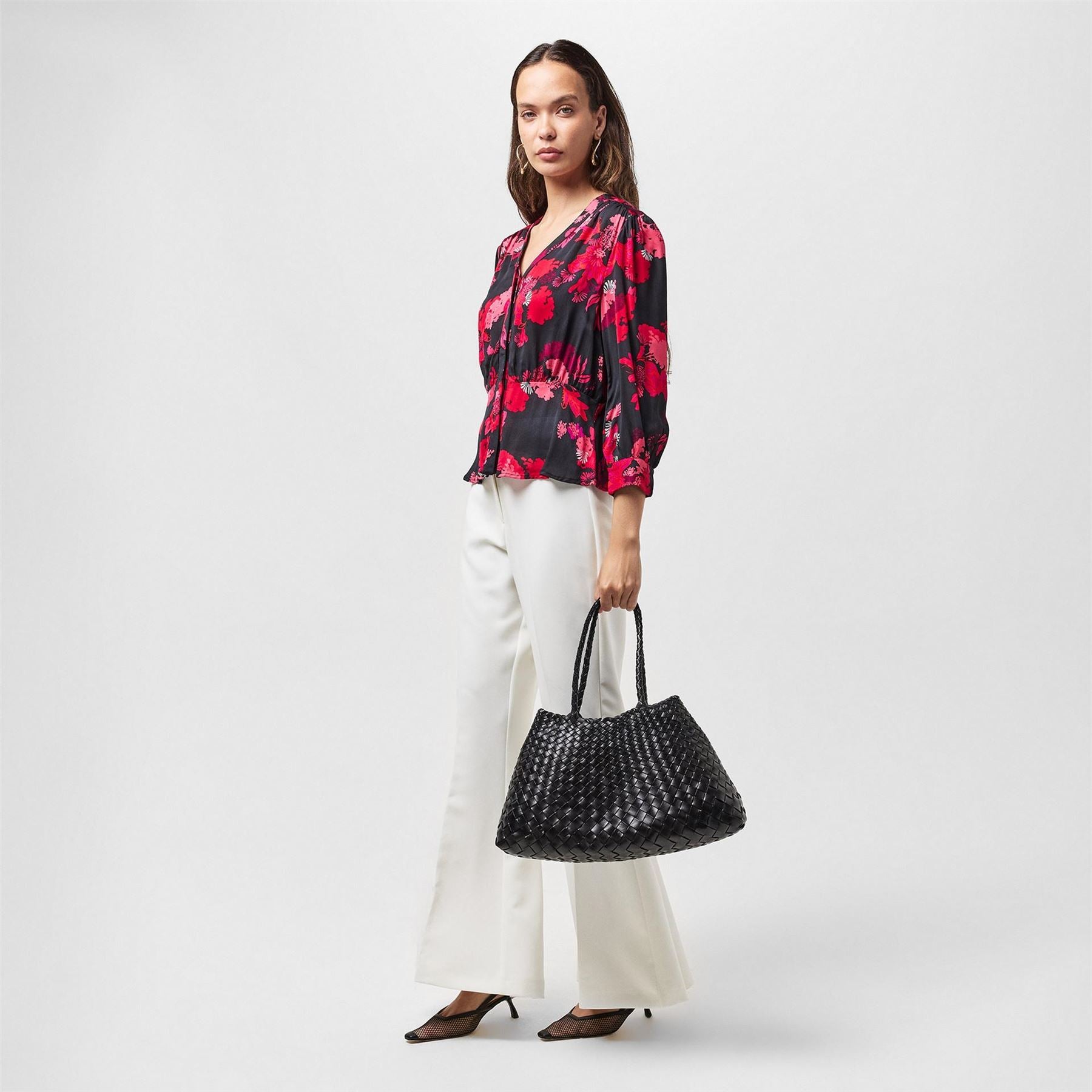 French Connection Chiara Balloon Sleeve Long Patterned Shirt