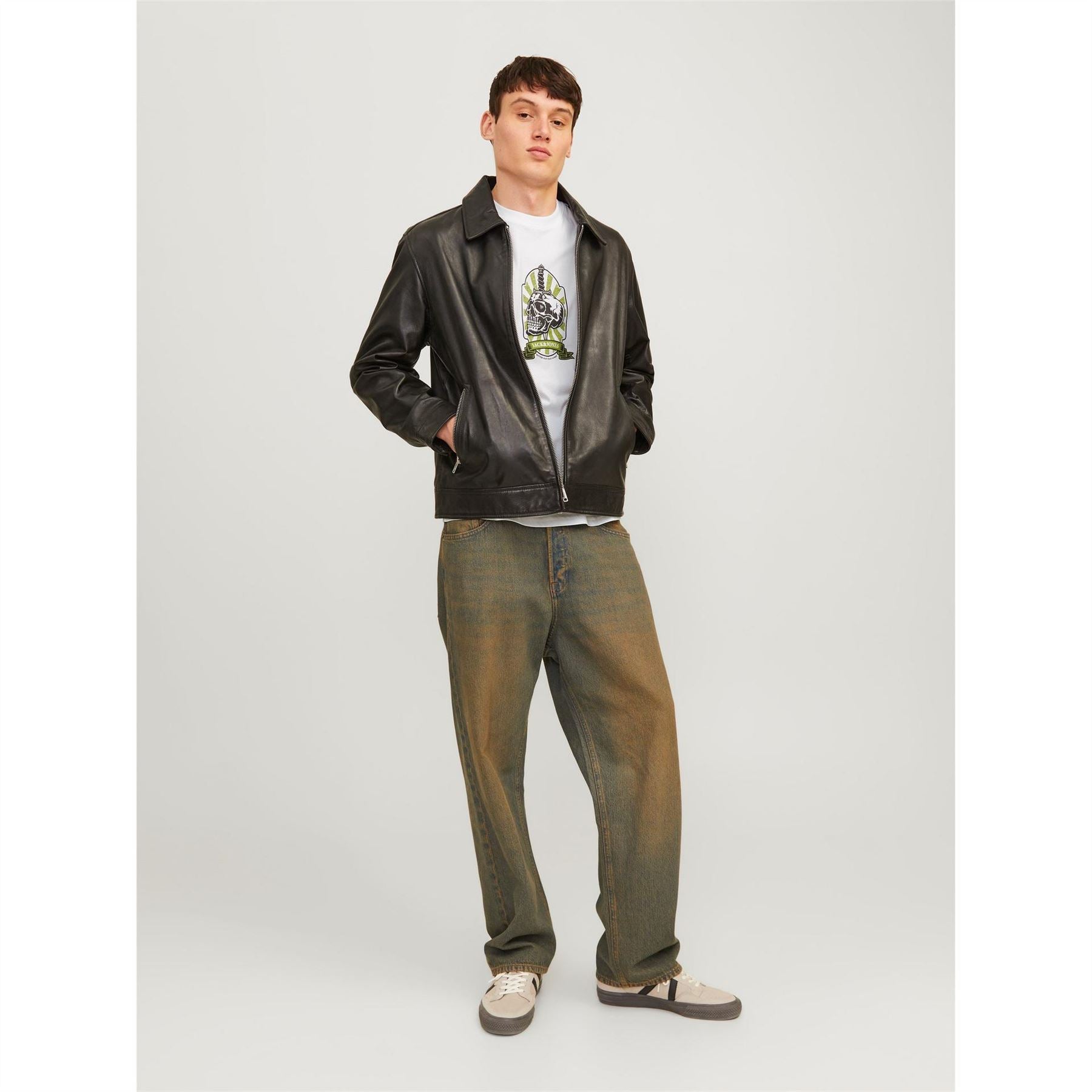 Jack and Jones Skull Regular Fit Crew Neck T-Shirt