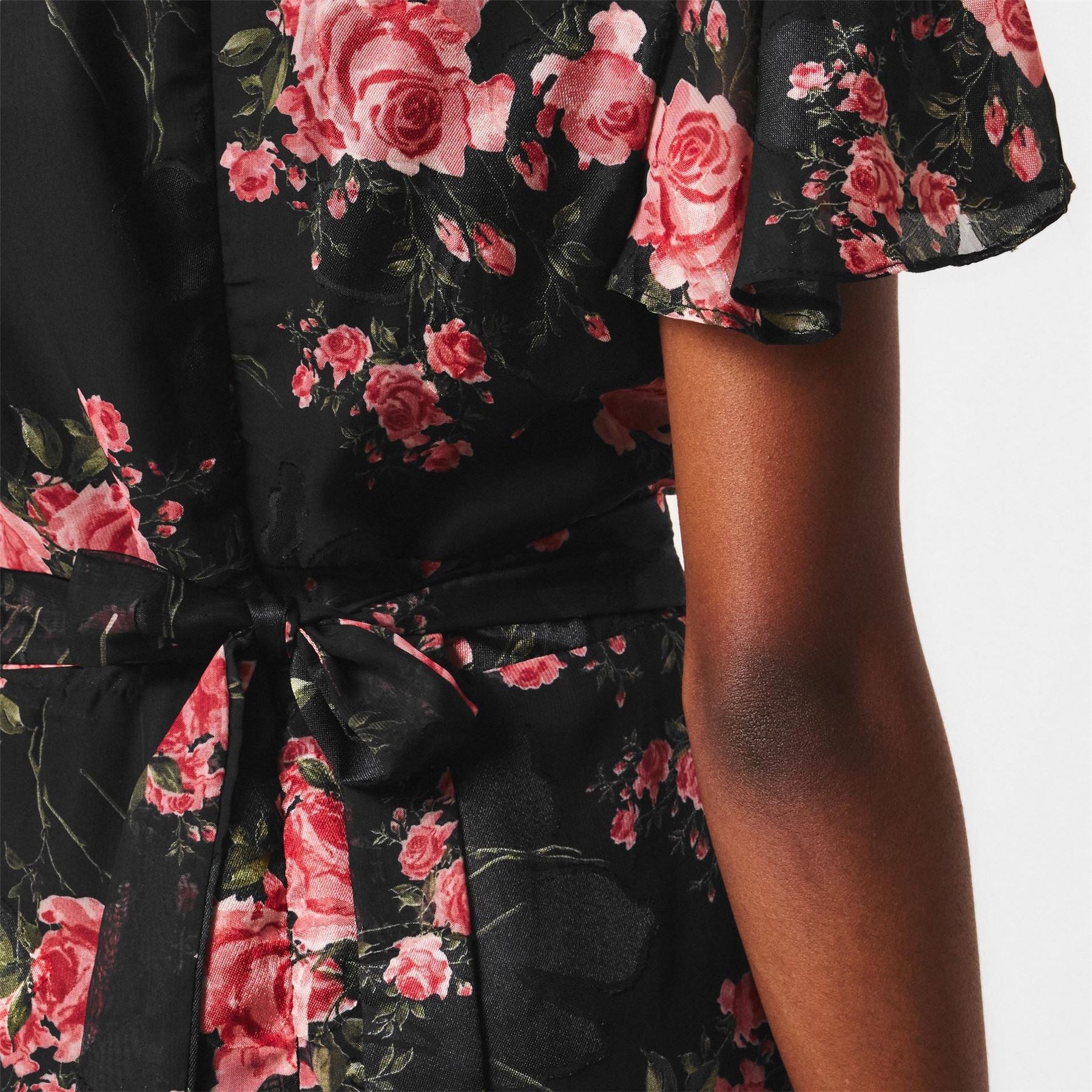 Mela London Rose Print Midi Wrap Dress