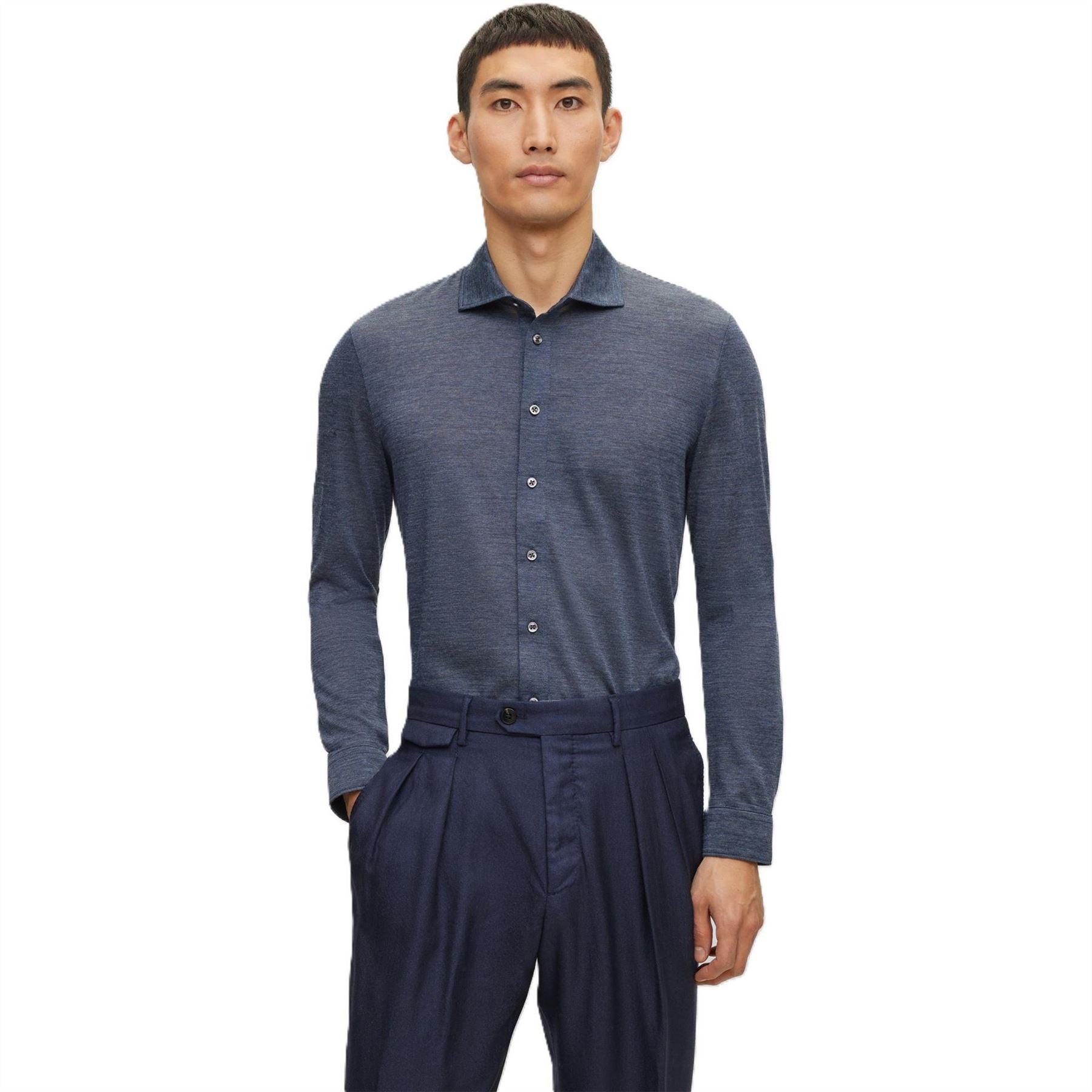 Boss Collared Neck Long Sleeve Regular Fit Shirt