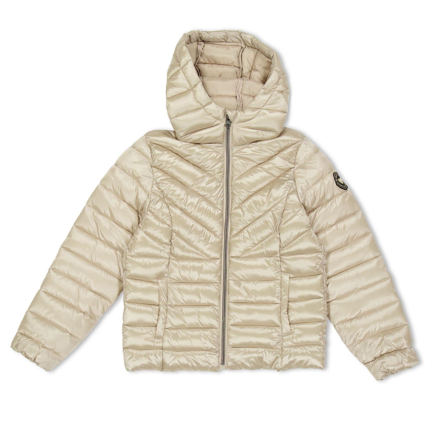 Minoti Girls Quilted Jacket With Hood Zip Fastening Grey