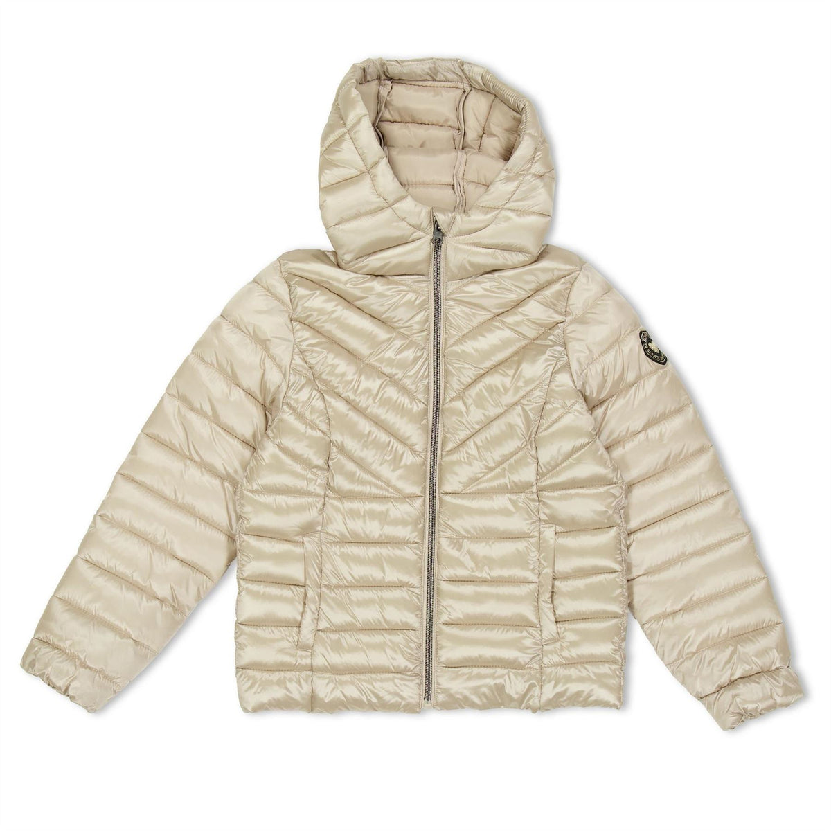 Minoti Girls Quilted Jacket With Hood Zip Fastening Grey