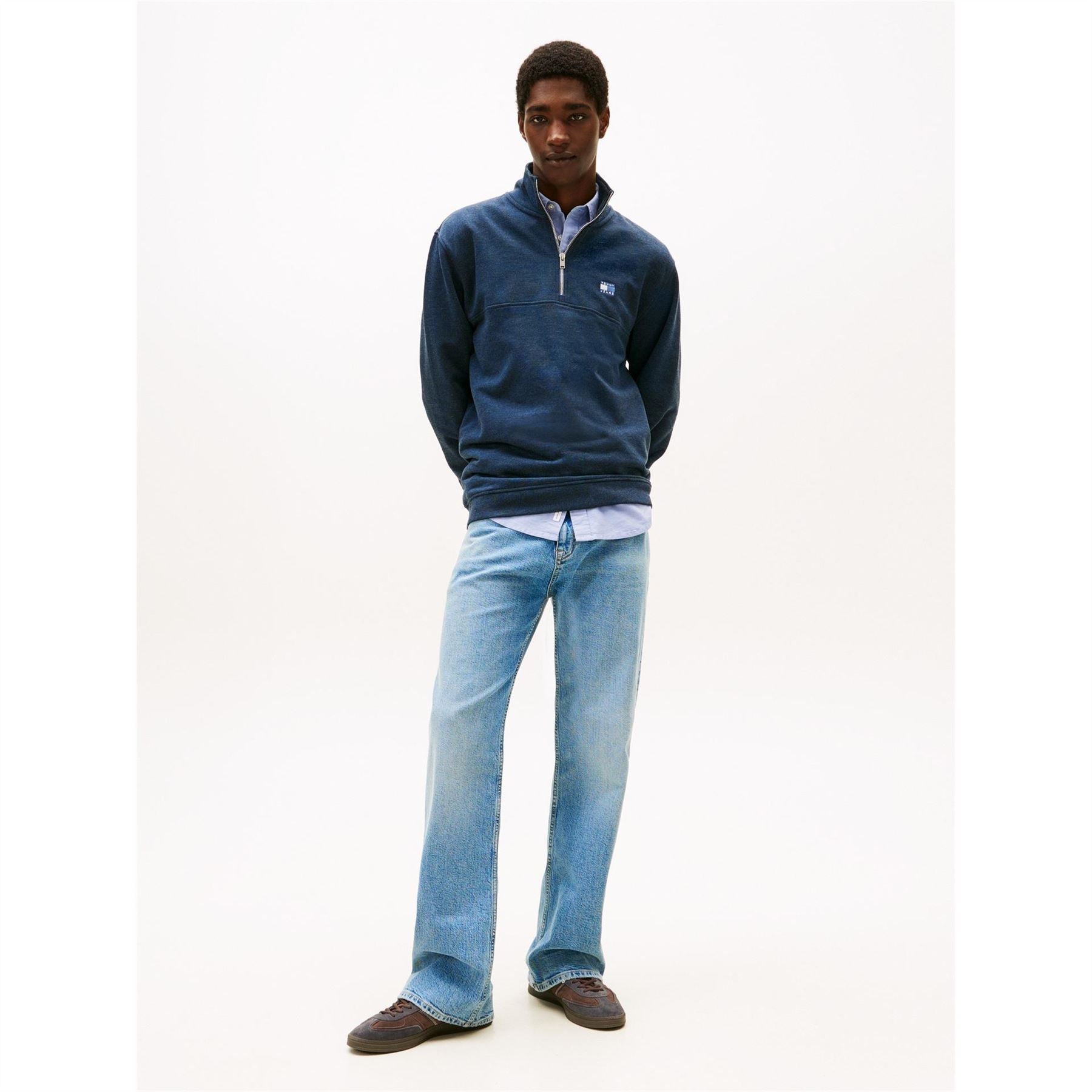 Tommy Jeans Lacoste Lettering Zip Neck Long Sleeve Sweatshirt