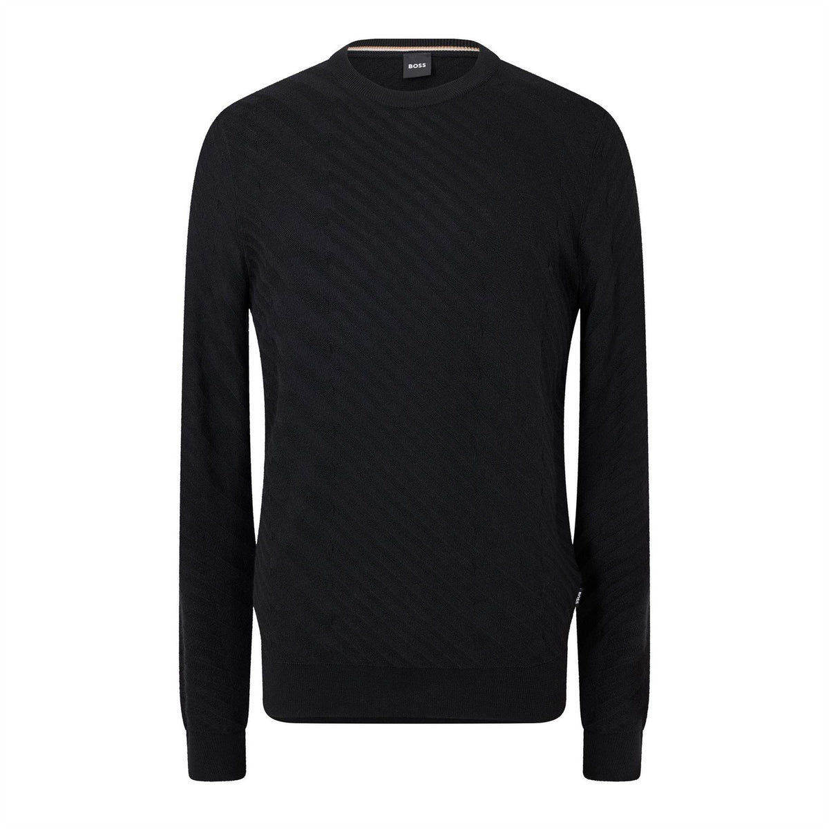 Boss Crew Neck Ribbed Collar Long Sleeve Sweater