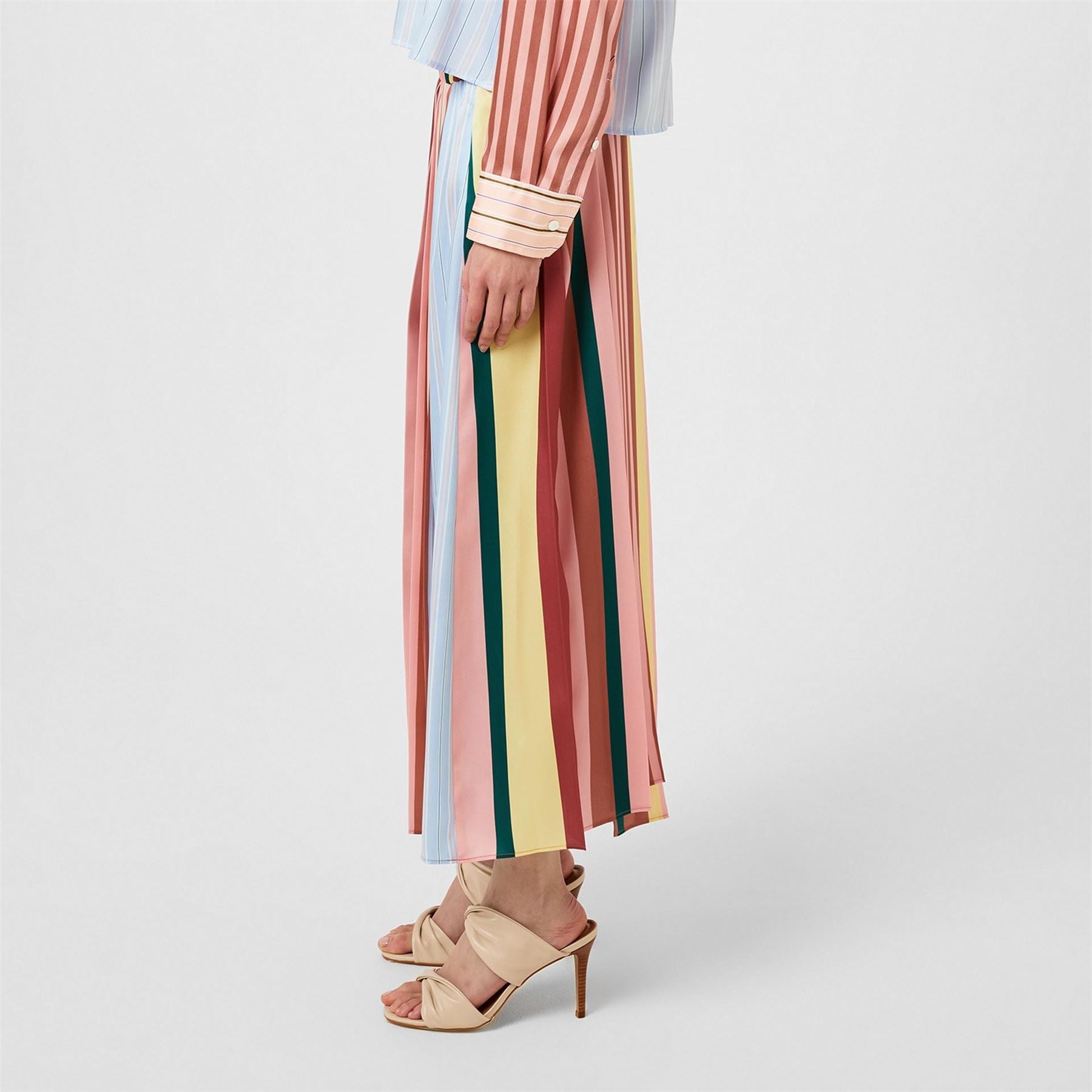 Weekend Max Mara Fagus Pleated Stripe A Line Skirt
