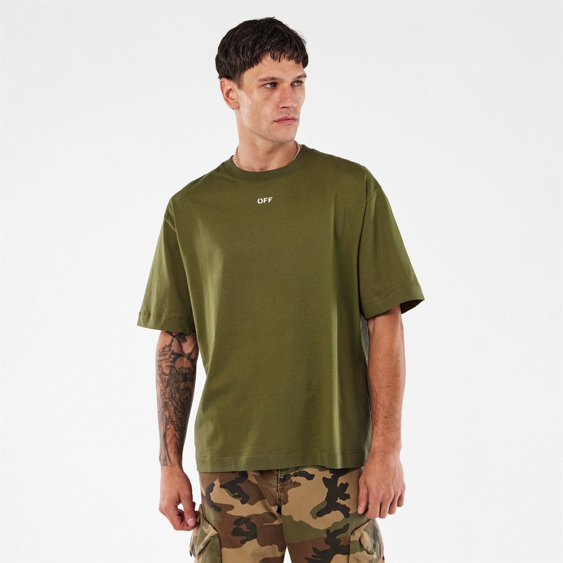 Off White Crew Neck Short Sleeve Skate T-Shirt