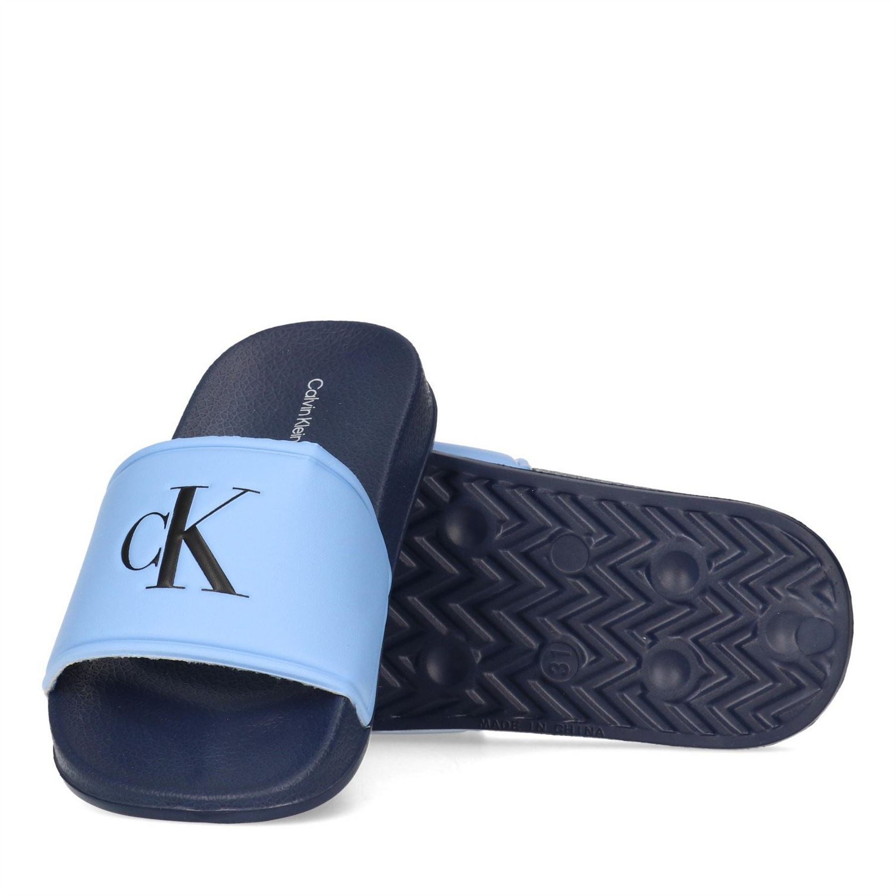 Calvin Klein Jeans Junior Open Toe Logo Print Slides