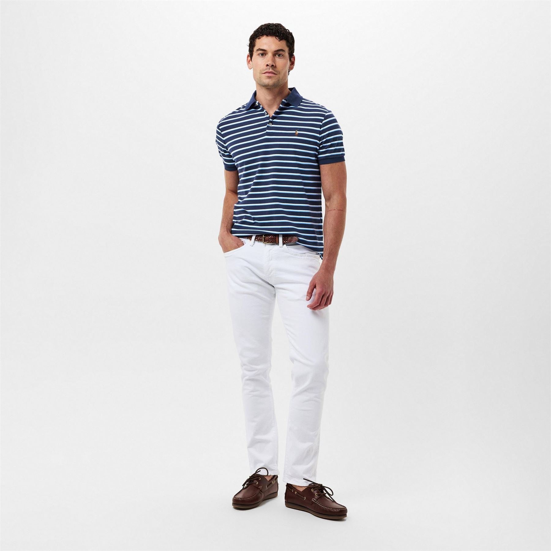 Polo Ralph Lauren Pima Cotton Stripe Tailored Fit Short Sleeve Shirt