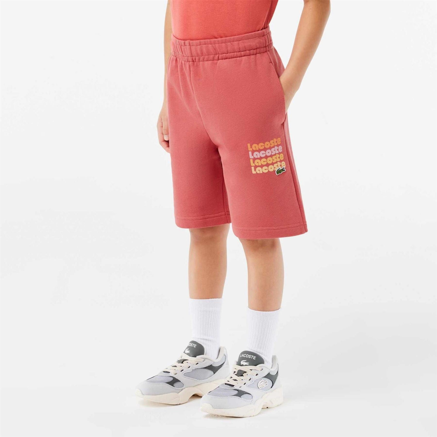 Lacoste Logo Print Sweat Shorts with Elasticated Waistband