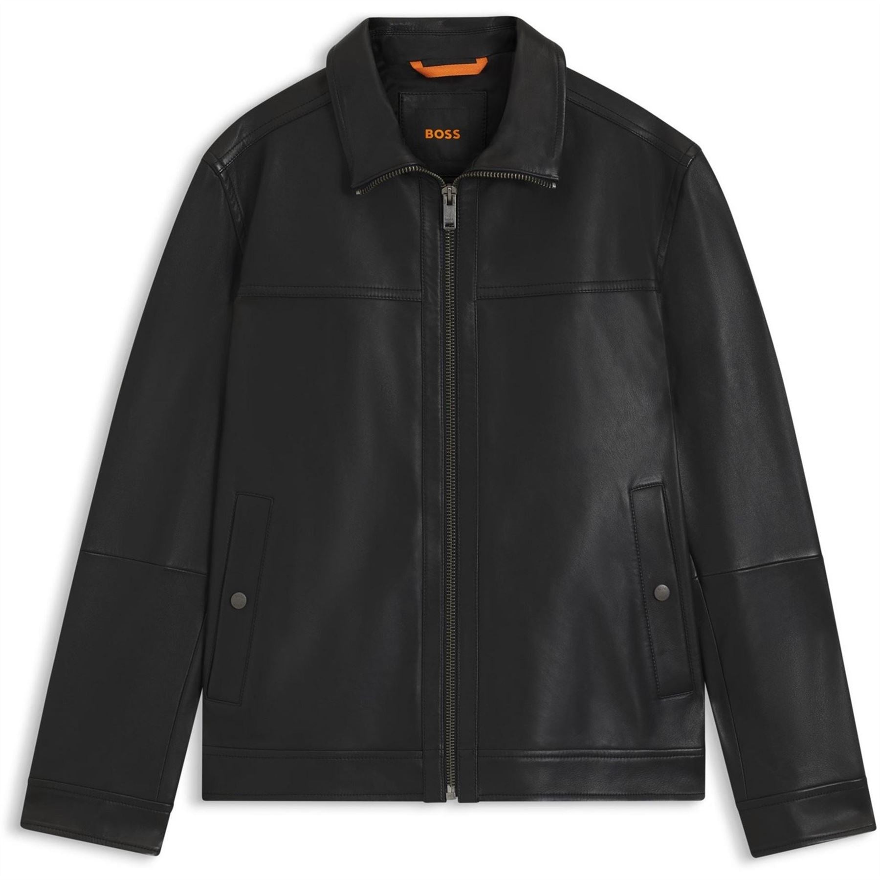 Boss Jorest Orange Long Sleeve Leather Jacket