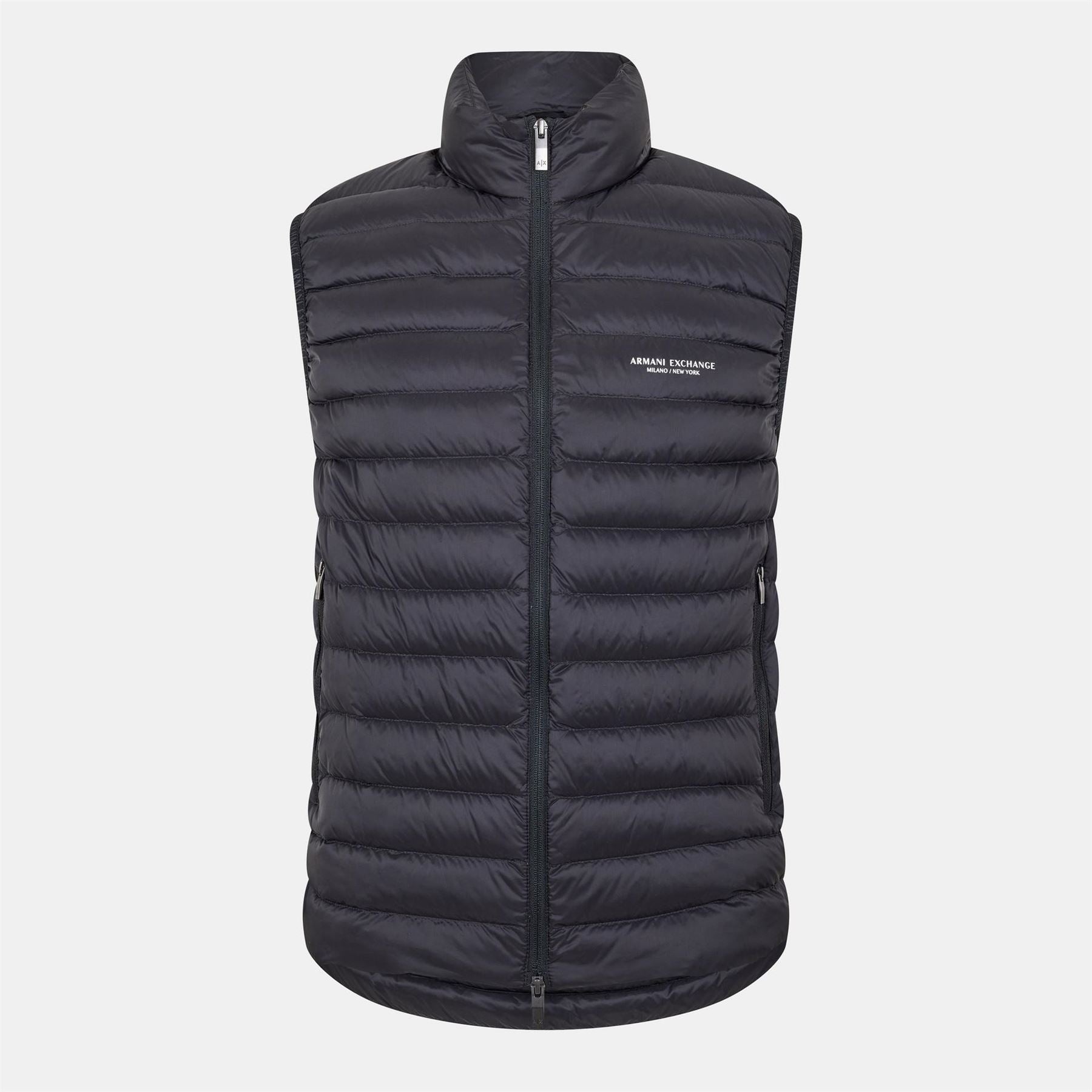 Armani Exchange Horizontal Stripe Zipped Pocket Printed Logo Waistcoat