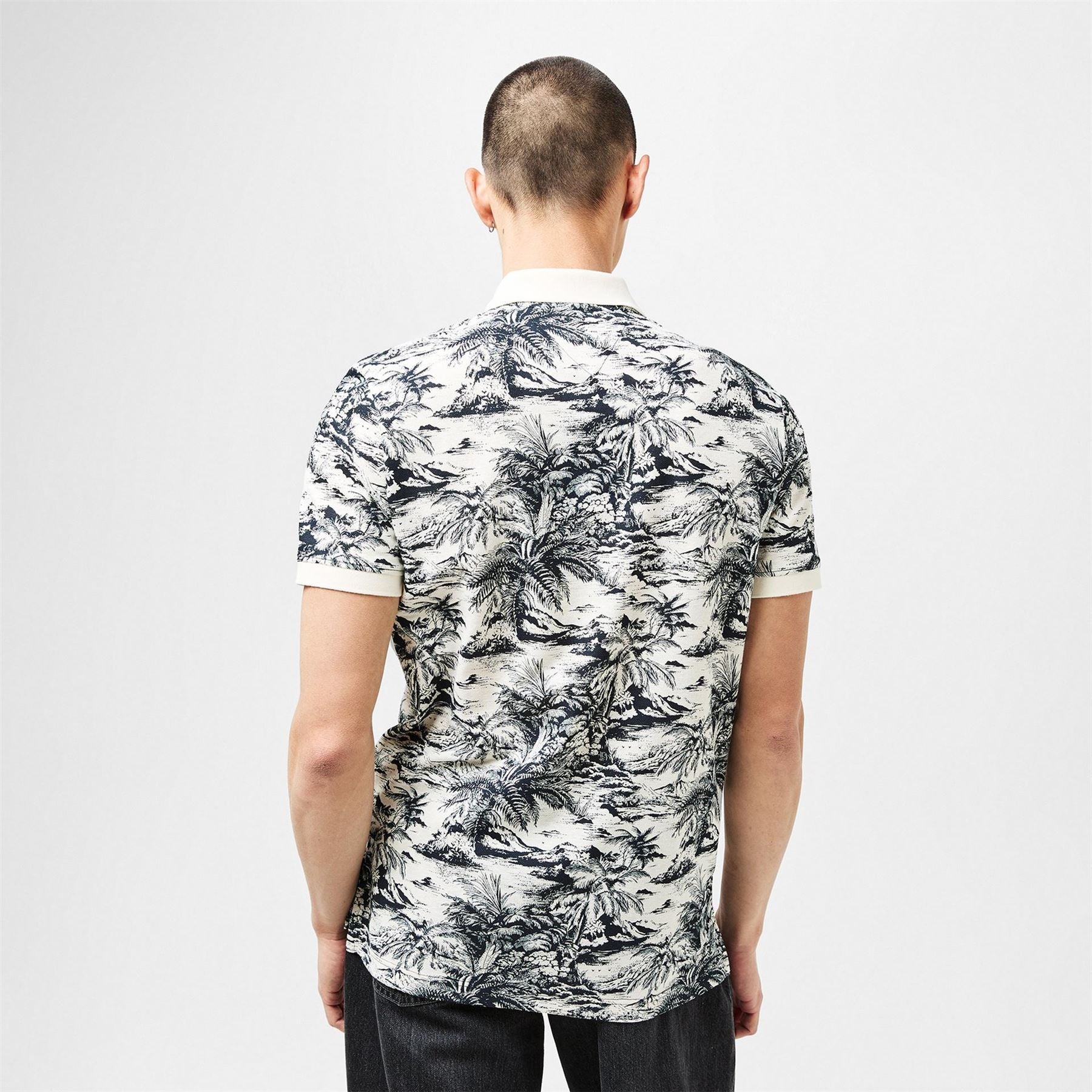 Tommy Hilfiger All Over Print Linen Short Sleeve Polo Shirt